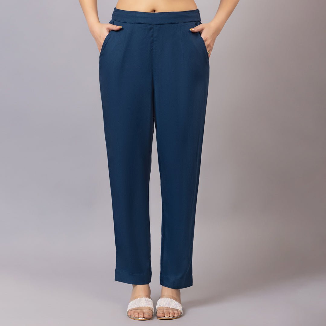 Indigo blue rayon pant [ 100% Rayon, Liva Certified ] - Rayon pants