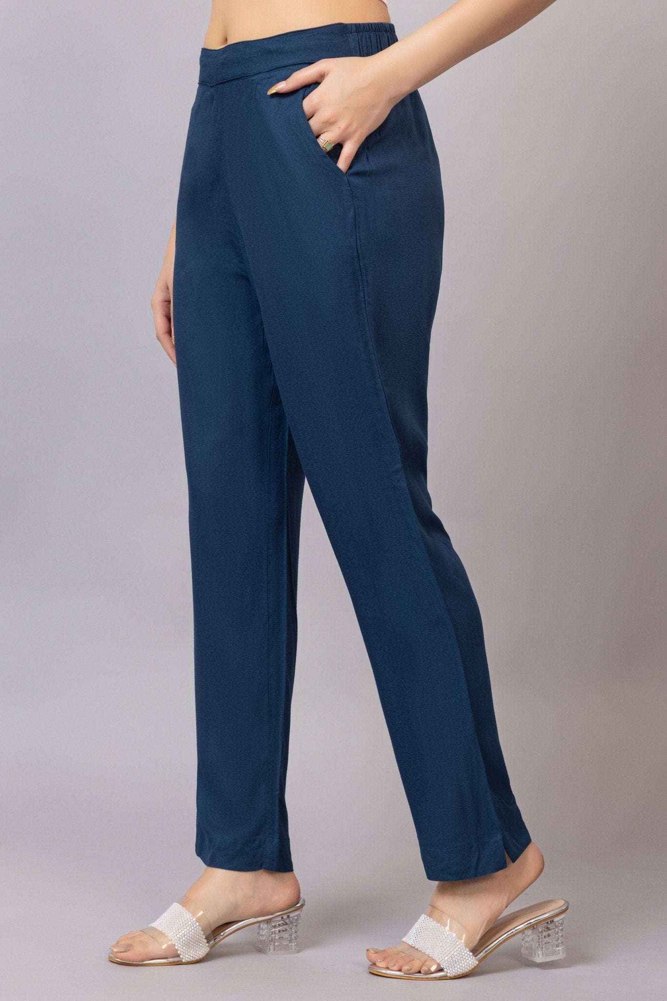 Indigo blue rayon pant [ 100% Rayon, Liva Certified ] - Rayon pants