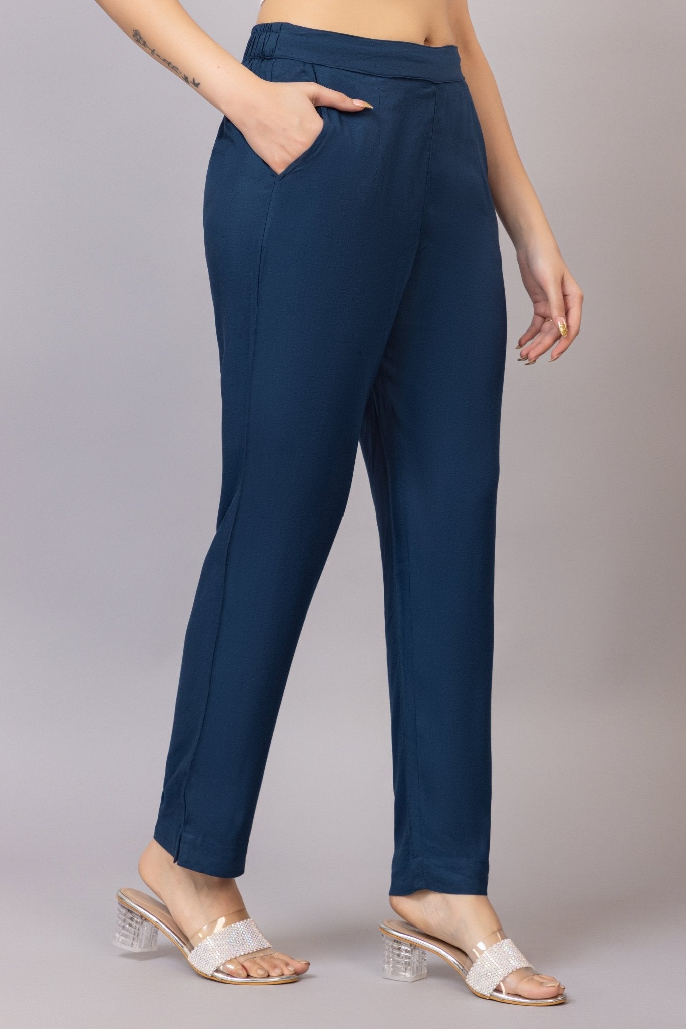 Indigo blue rayon pant [ 100% Rayon, Liva Certified ] - Rayon pants