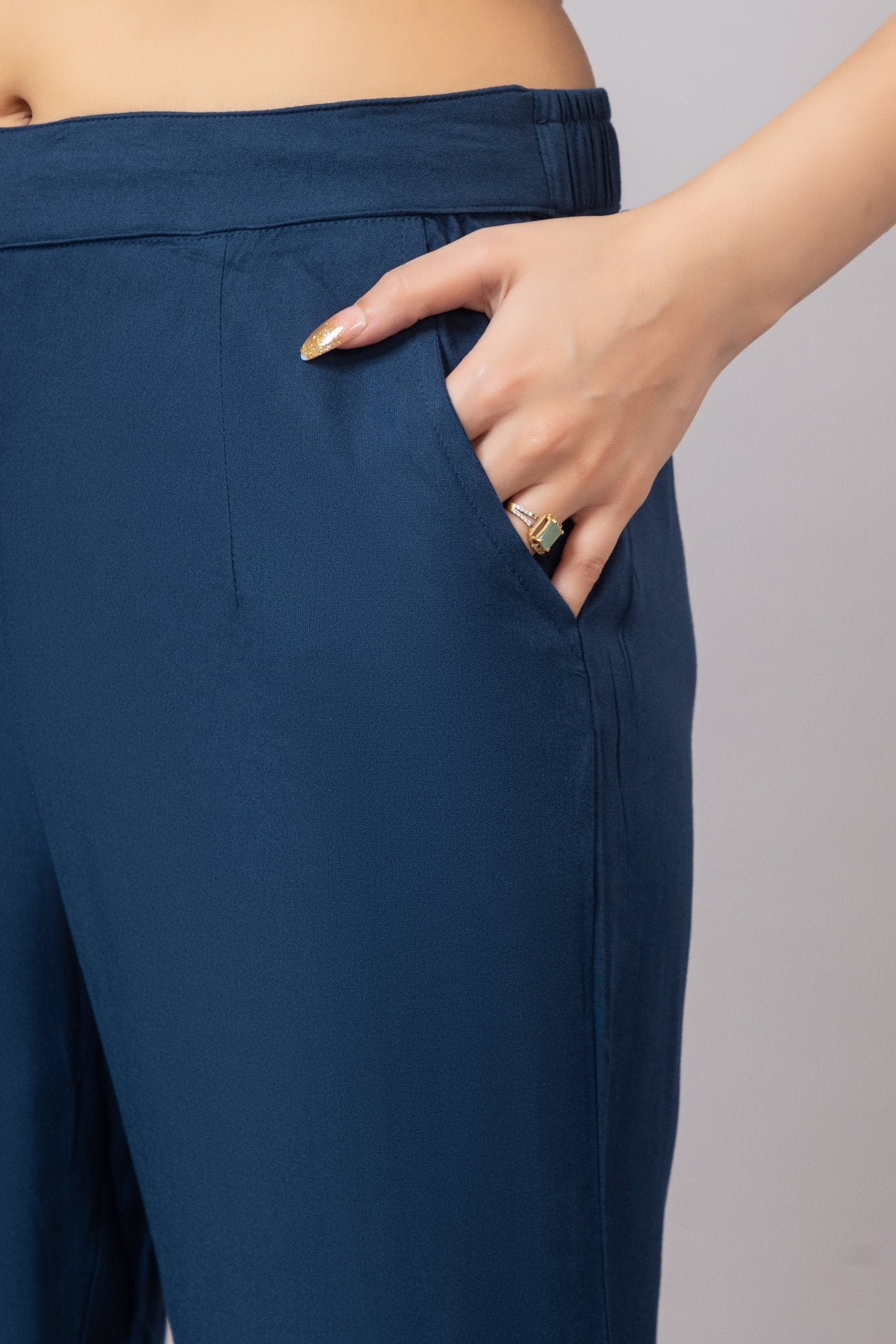 Indigo blue rayon pant [ 100% Rayon, Liva Certified ] - Rayon pants