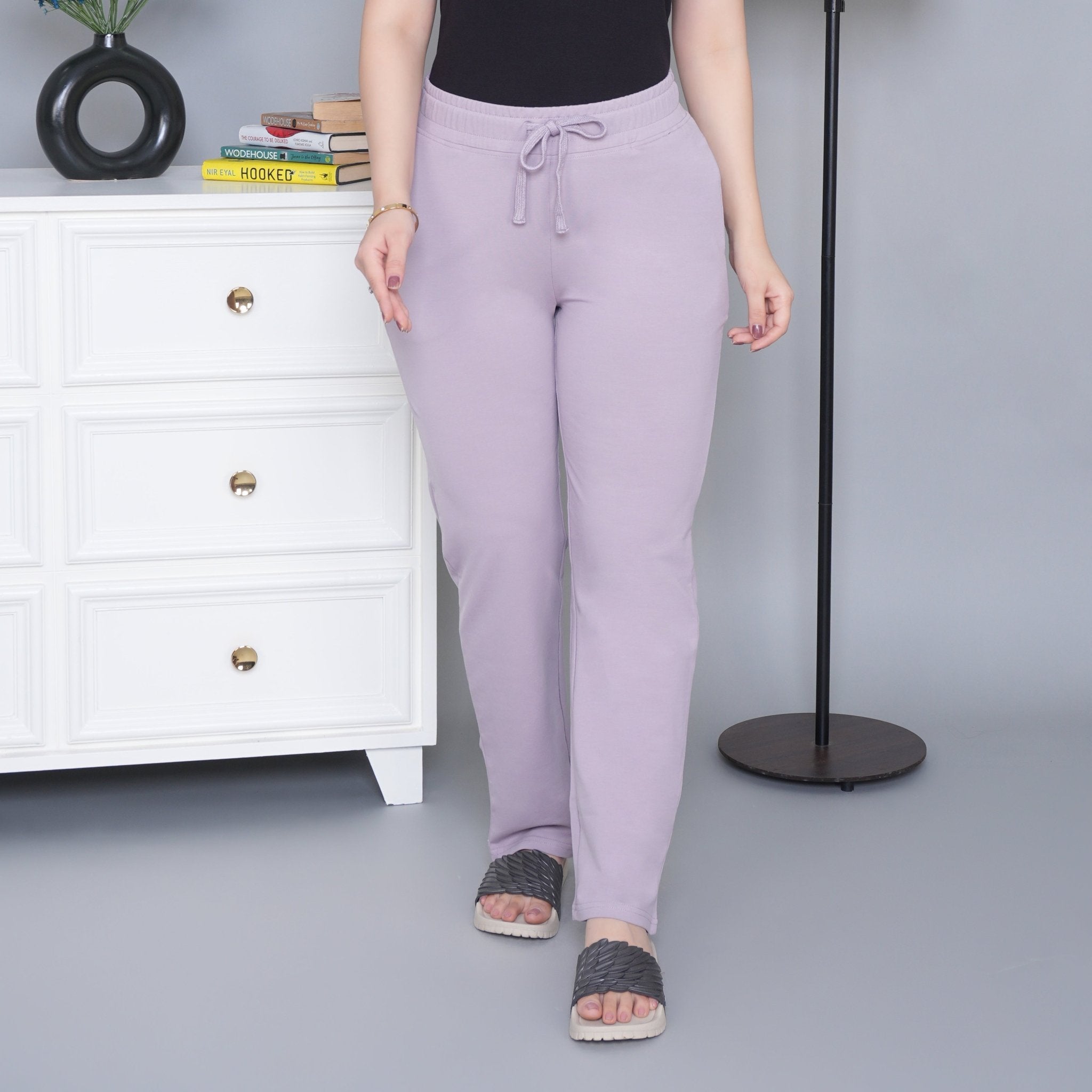 Lavender all day home pants with extra comfort. [100% Cotton Lycra] - All day home pant