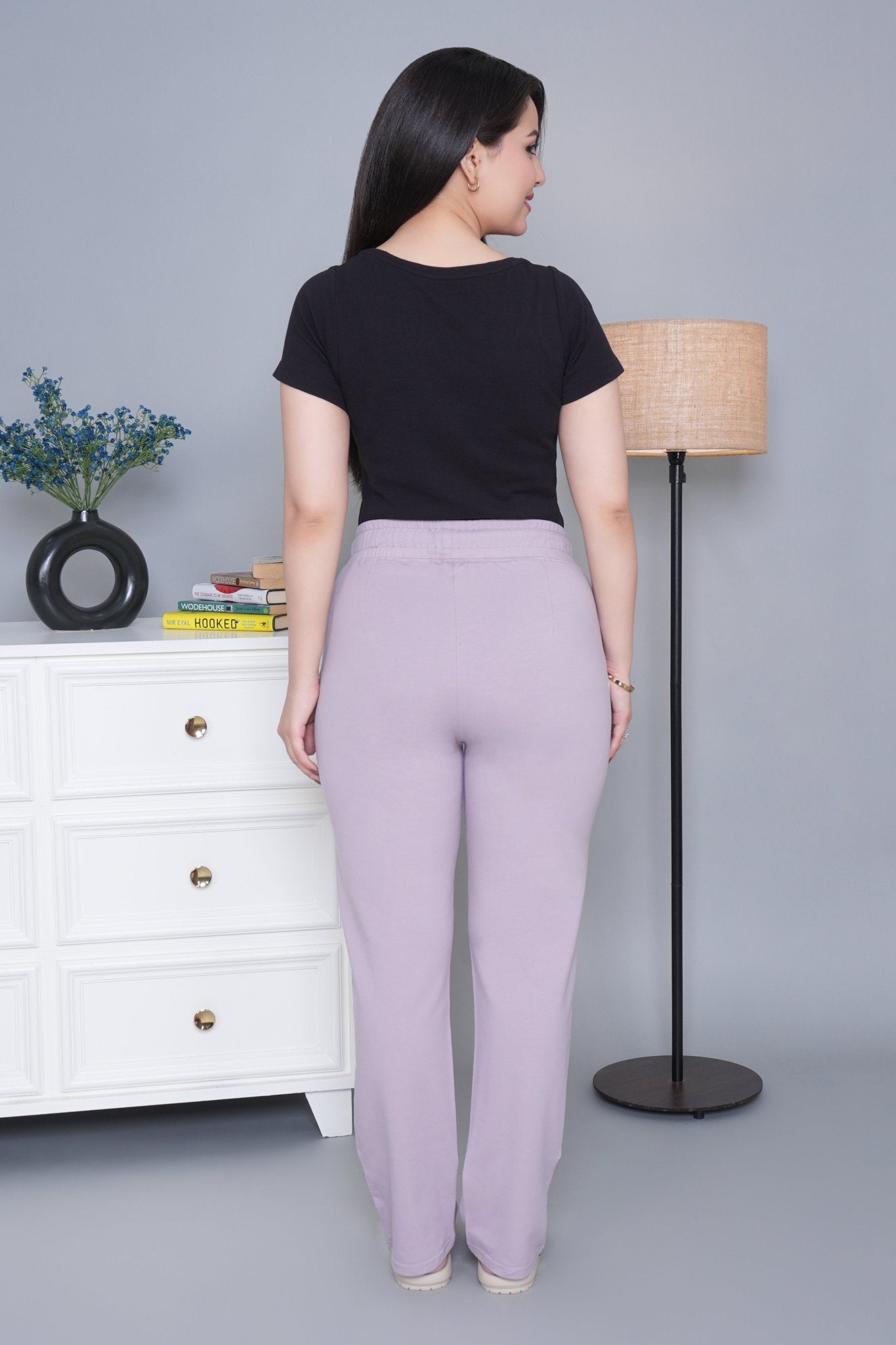 Lavender all day home pants with extra comfort. [100% Cotton Lycra] - All day home pant