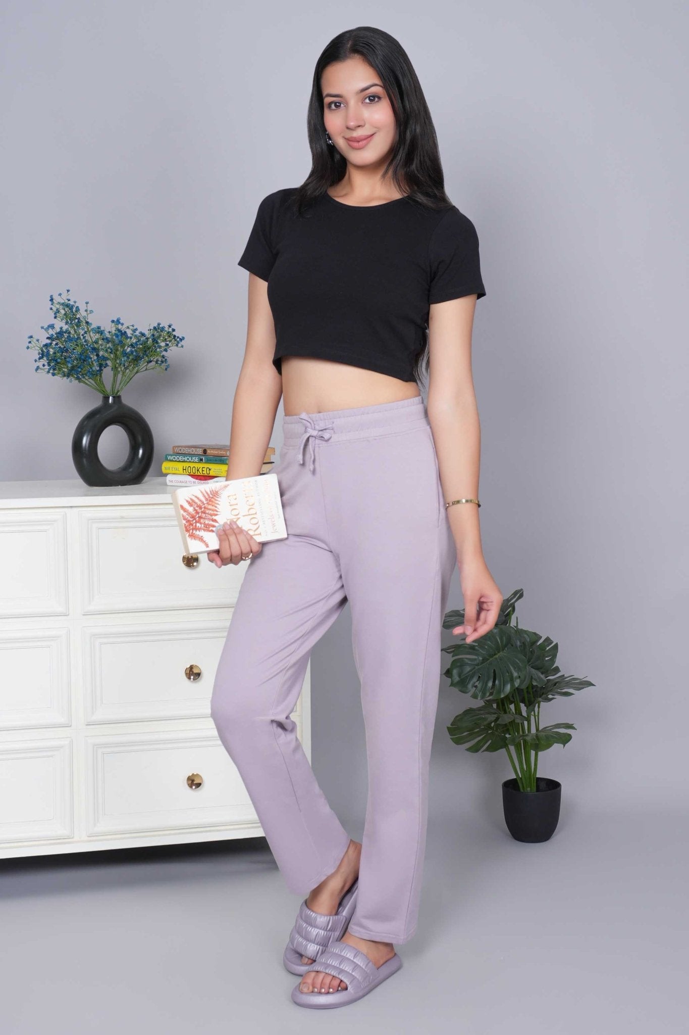 Lavender all day home pants with extra comfort. [100% USA HQ Cotton Lycra] - All day home pant