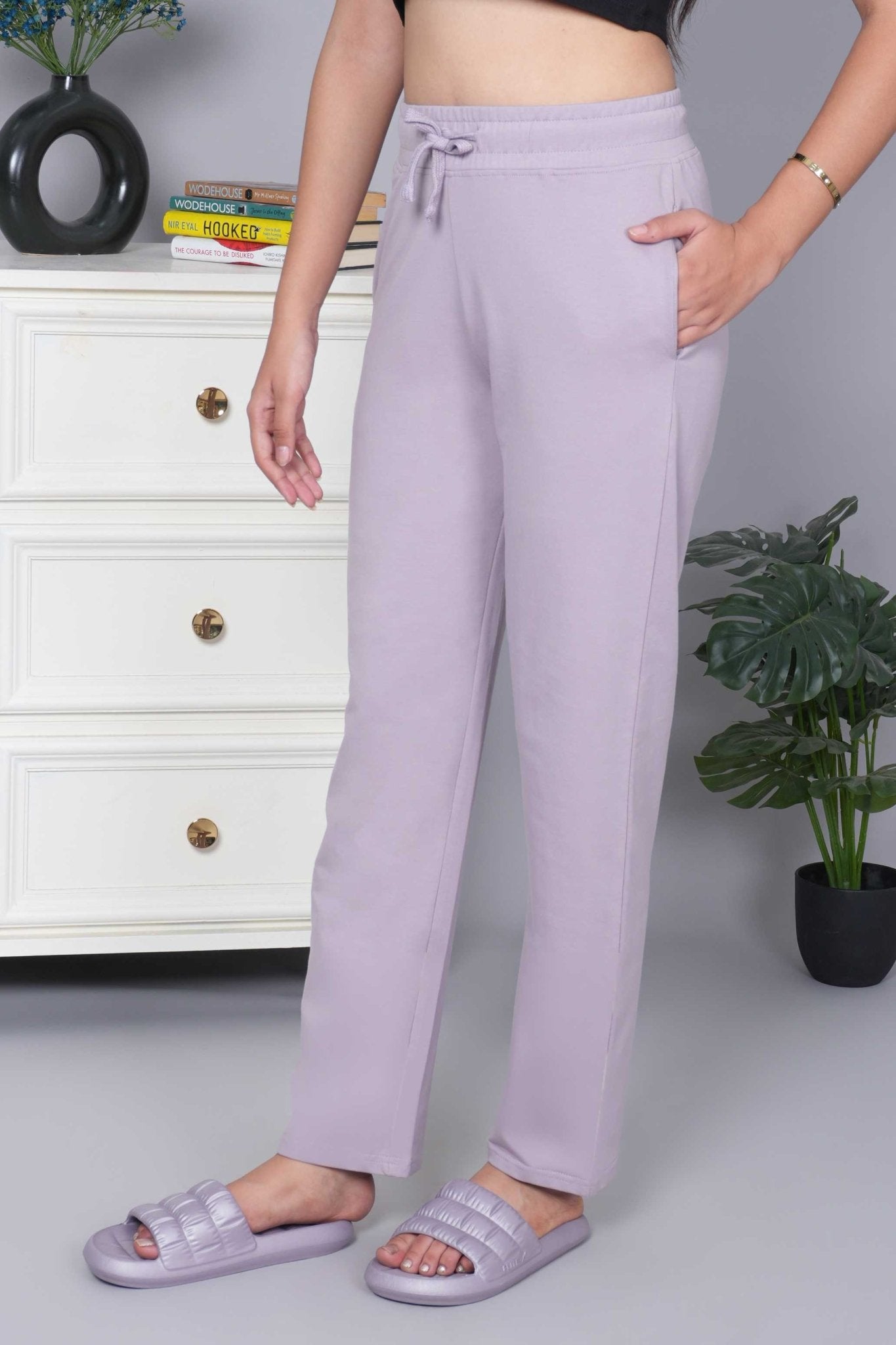 Lavender all day home pants with extra comfort. [100% USA HQ Cotton Lycra] - All day home pant