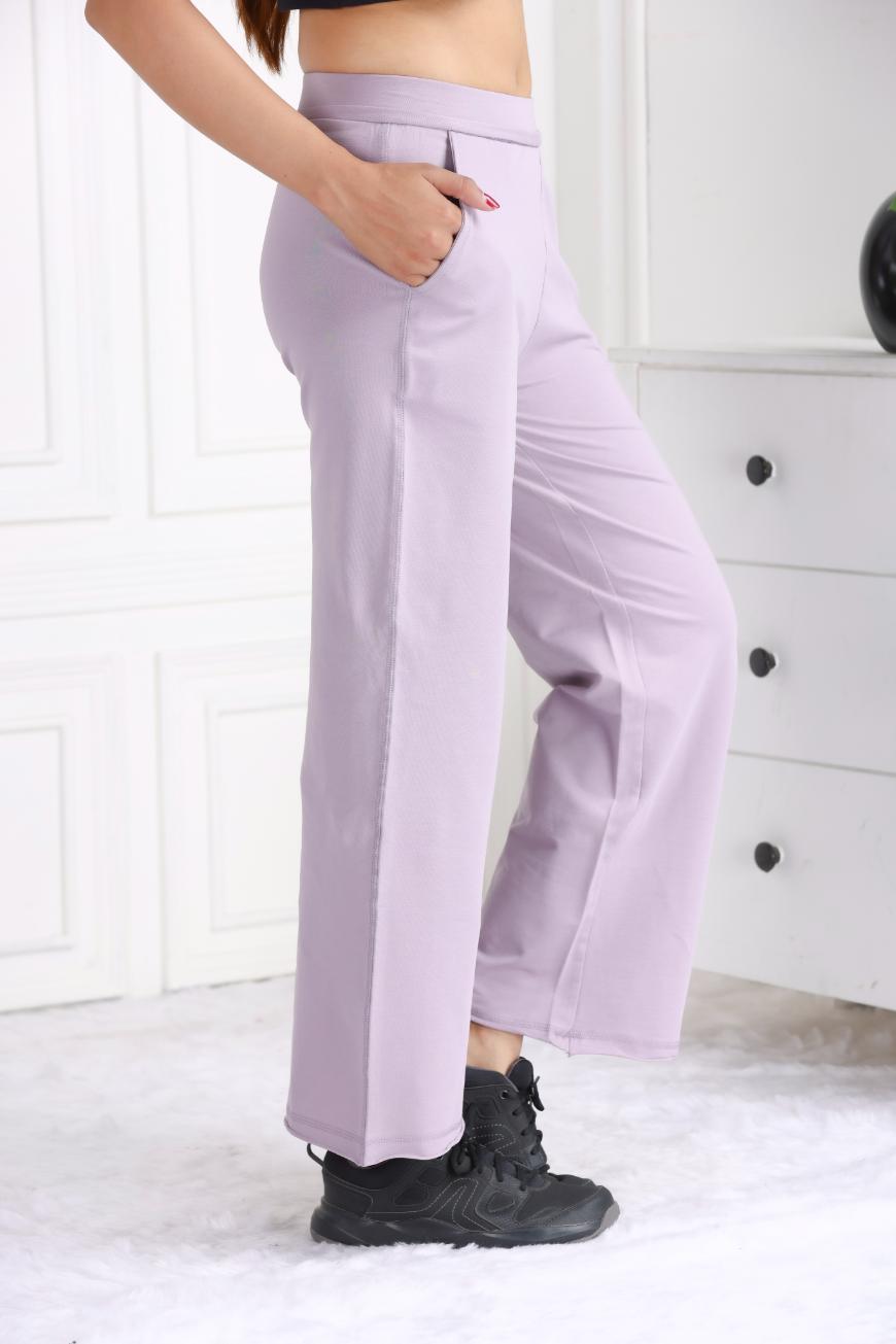 Lavender all day wide flare pants with extra comfort. [100% USA HQ Cotton Lycra] extra flare. - All day wide flare pant