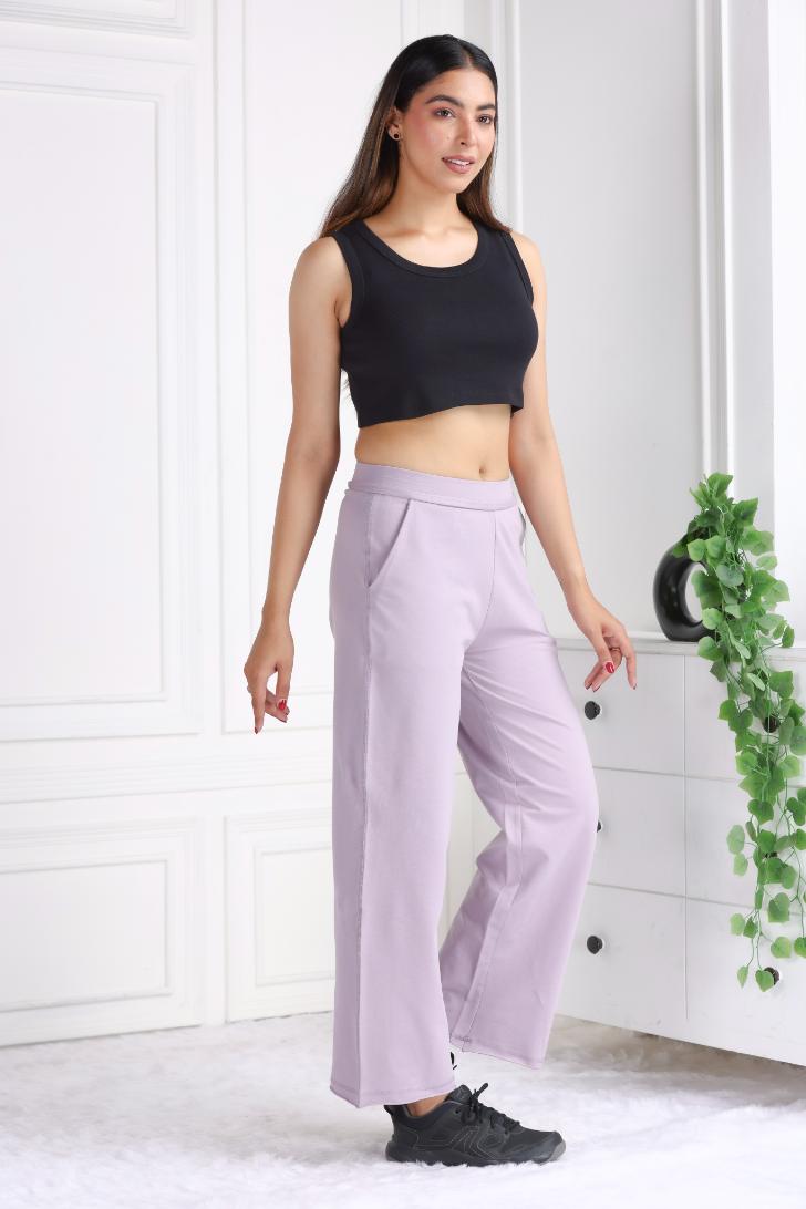 Lavender all day wide flare pants with extra comfort. [100% USA HQ Cotton Lycra] extra flare. - All day wide flare pant