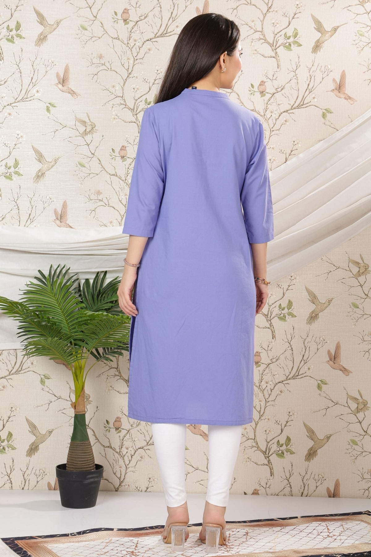 Lavender blue 100% Premium Cotton Long Kurta -Cotton long kurta