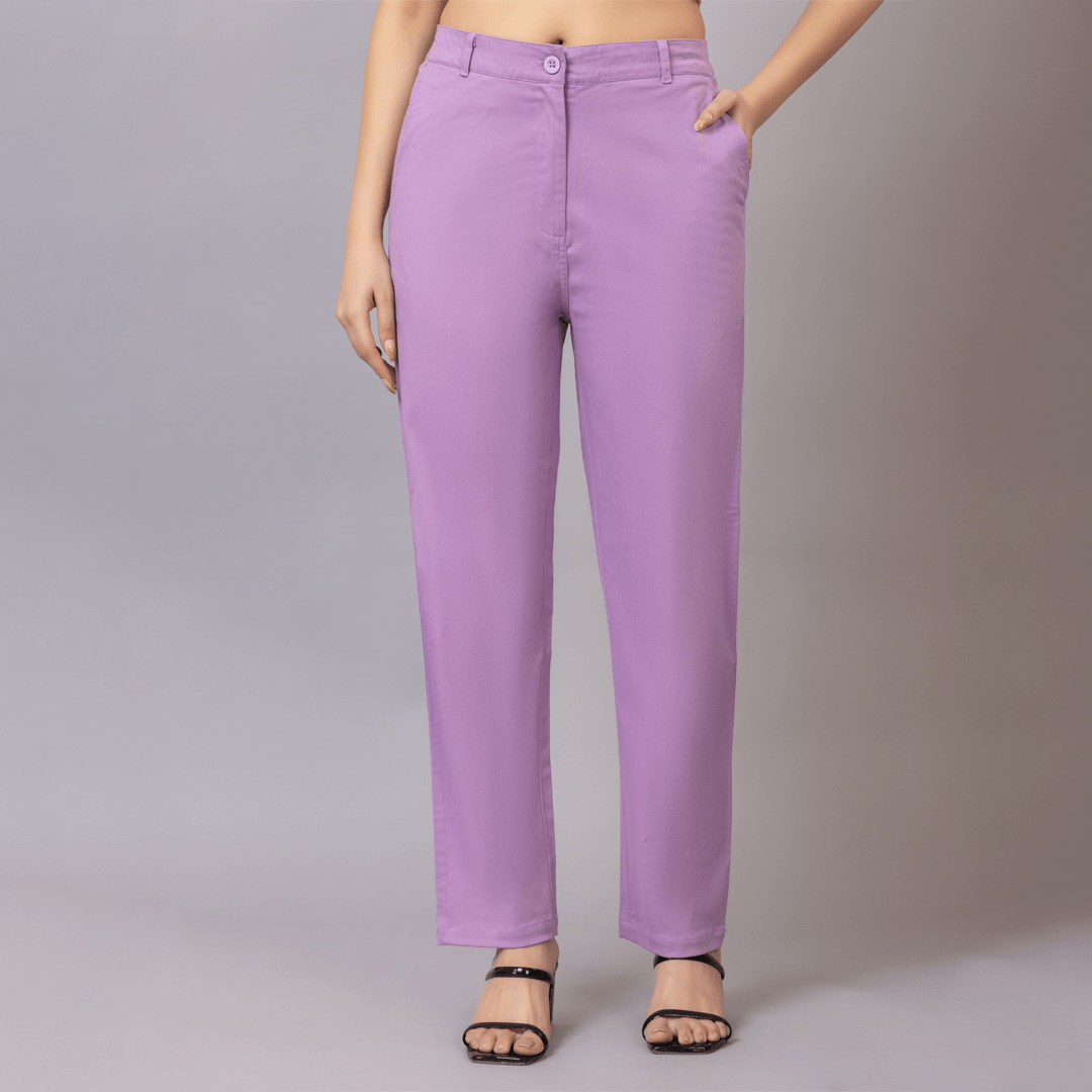 Lavender chinos pants with extra comfort. [100% USA HQ Cotton Lycra] - Chinos