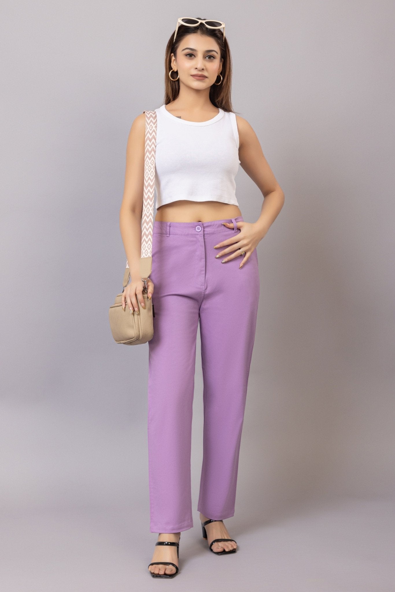Lavender chinos pants with extra comfort. [100% USA HQ Cotton Lycra] - Chinos