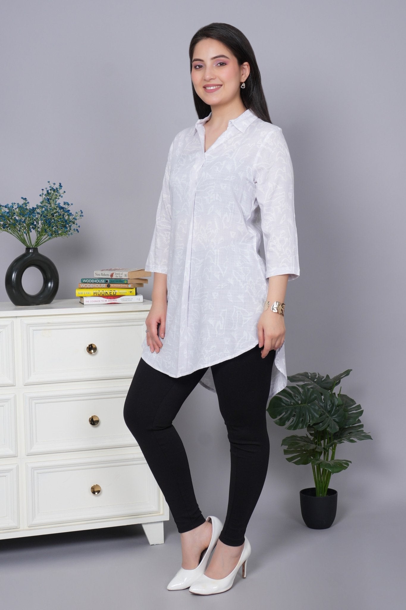 Lavender cotton printed flare top [ 100% cotton] - Cotton printed flare top