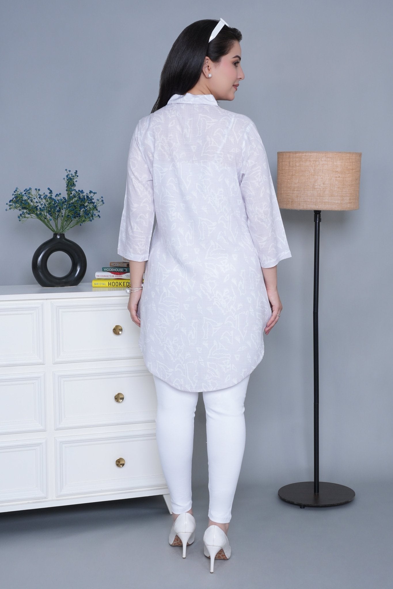 Lavender cotton printed flare top [ 100% cotton] - Cotton printed flare top