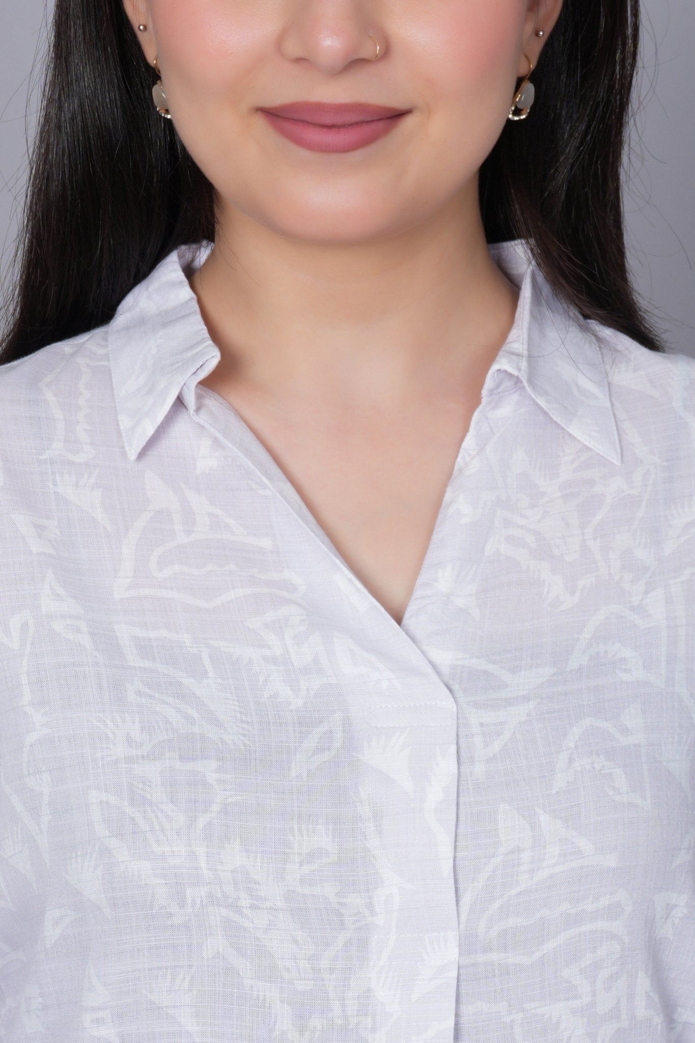 Lavender cotton printed flare top [ 100% cotton] - Cotton printed flare top