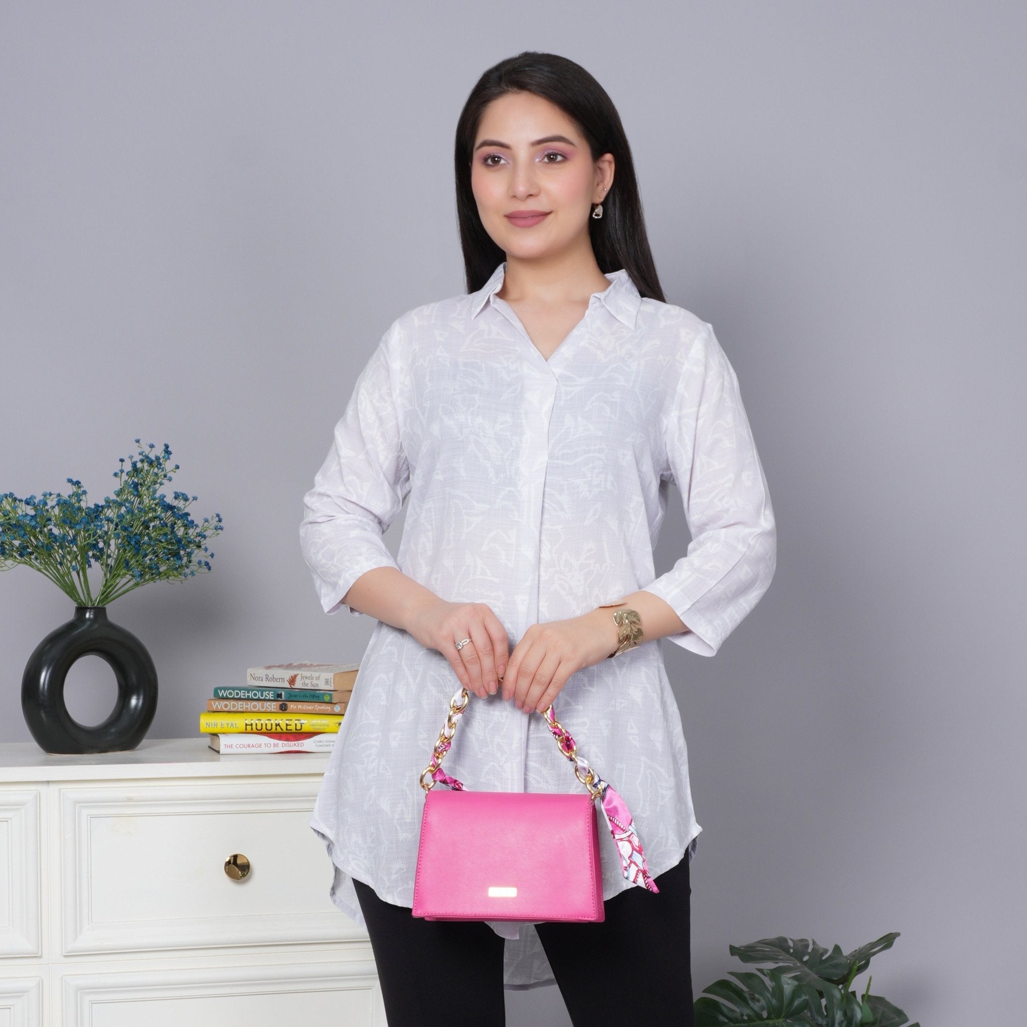 Lavender cotton printed flare top [ 100% cotton] - Cotton printed flare top