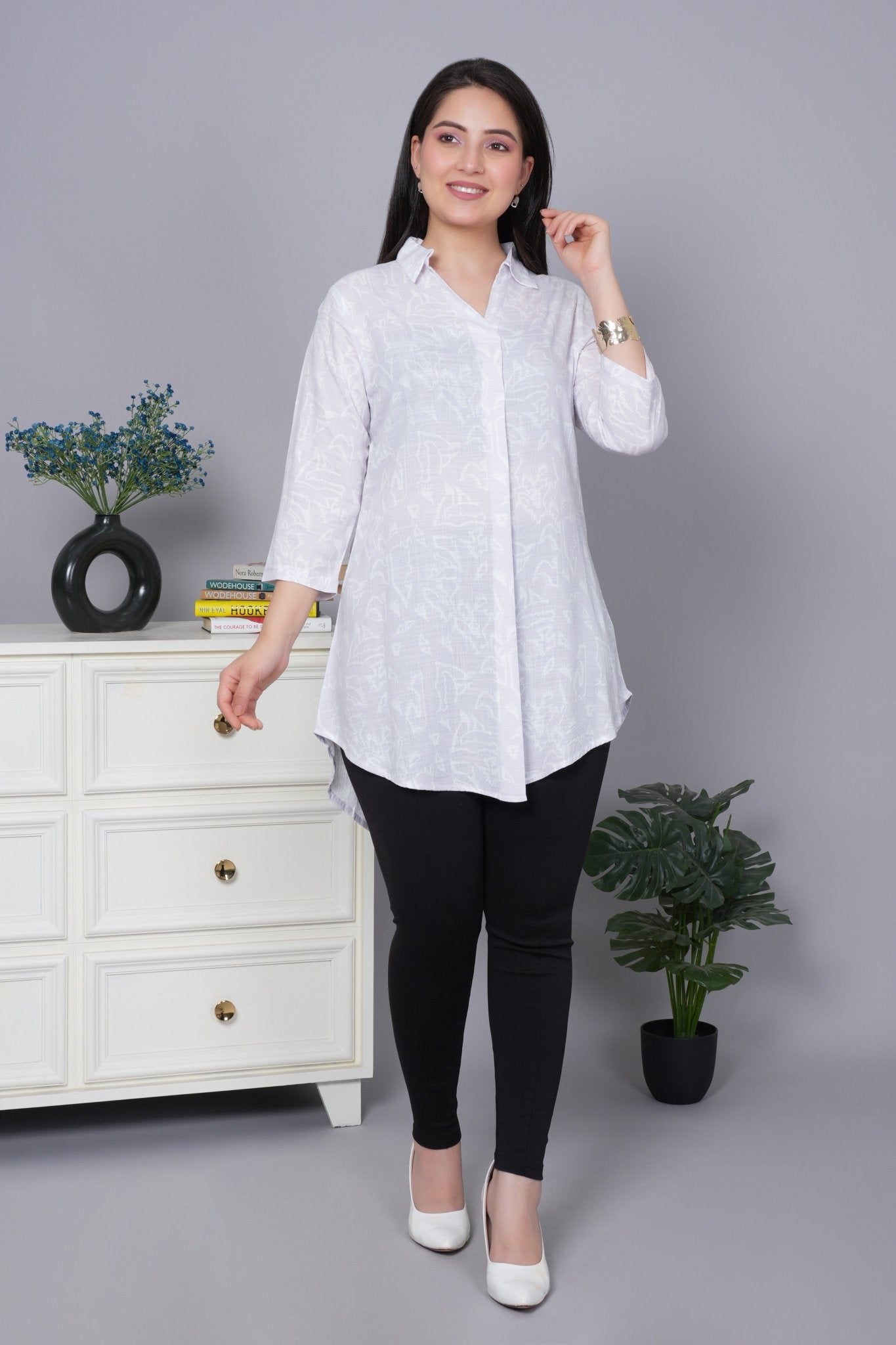 Lavender cotton printed flare top [ 100% cotton] - Cotton printed flare top