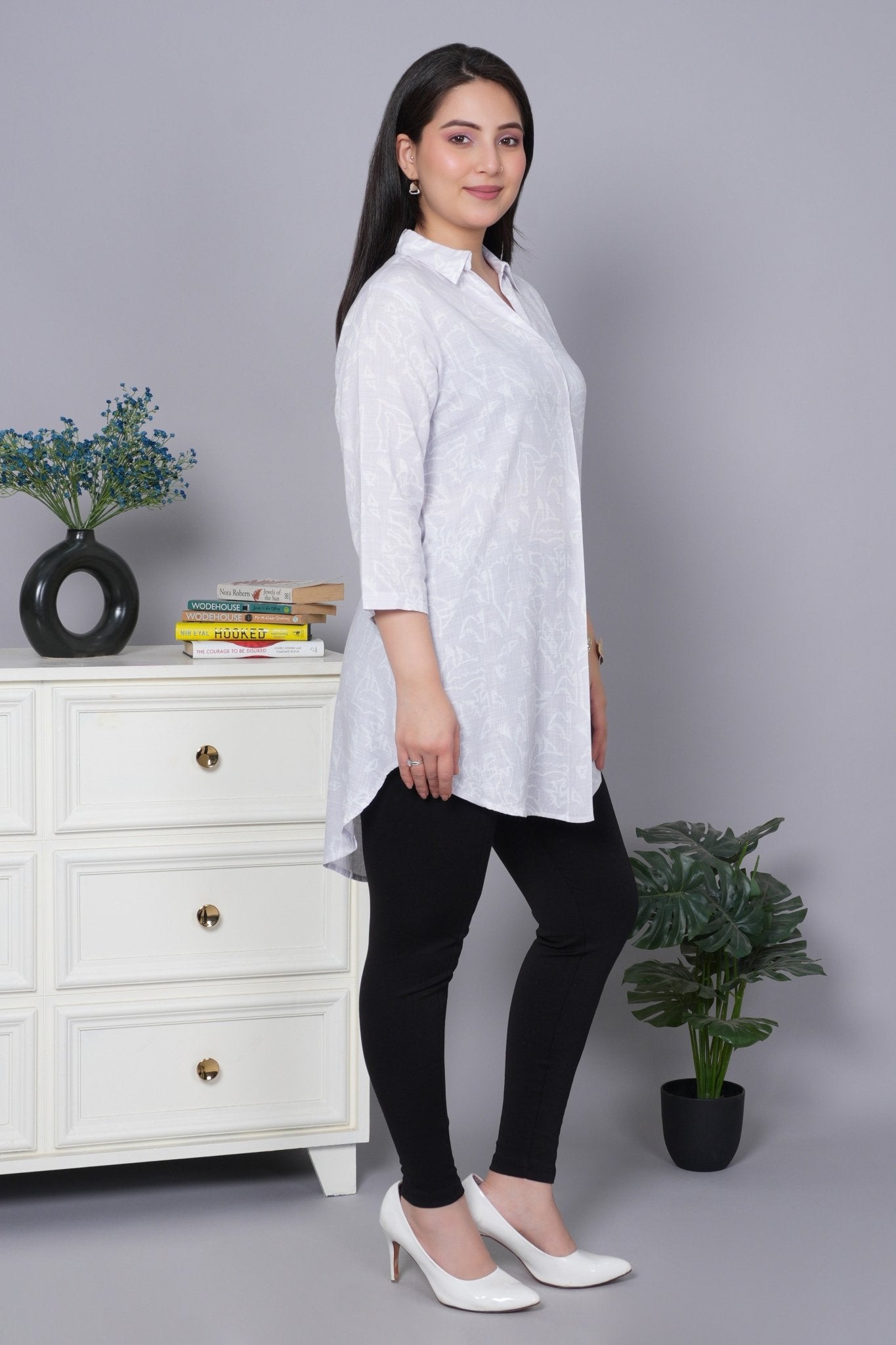 Lavender cotton printed flare top [ 100% cotton] - Cotton printed flare top