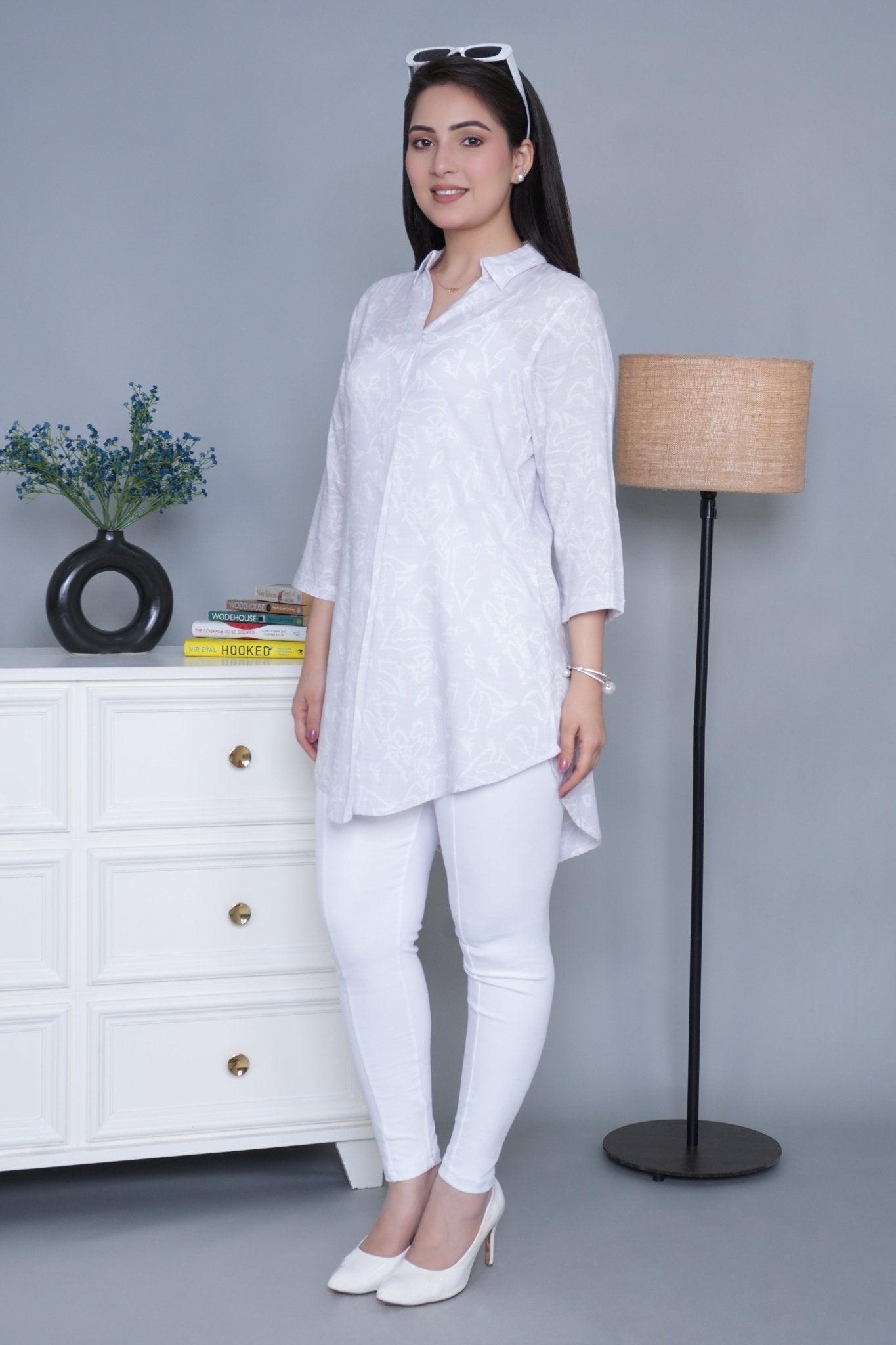 Lavender cotton printed flare top [ 100% cotton] - Cotton printed flare top