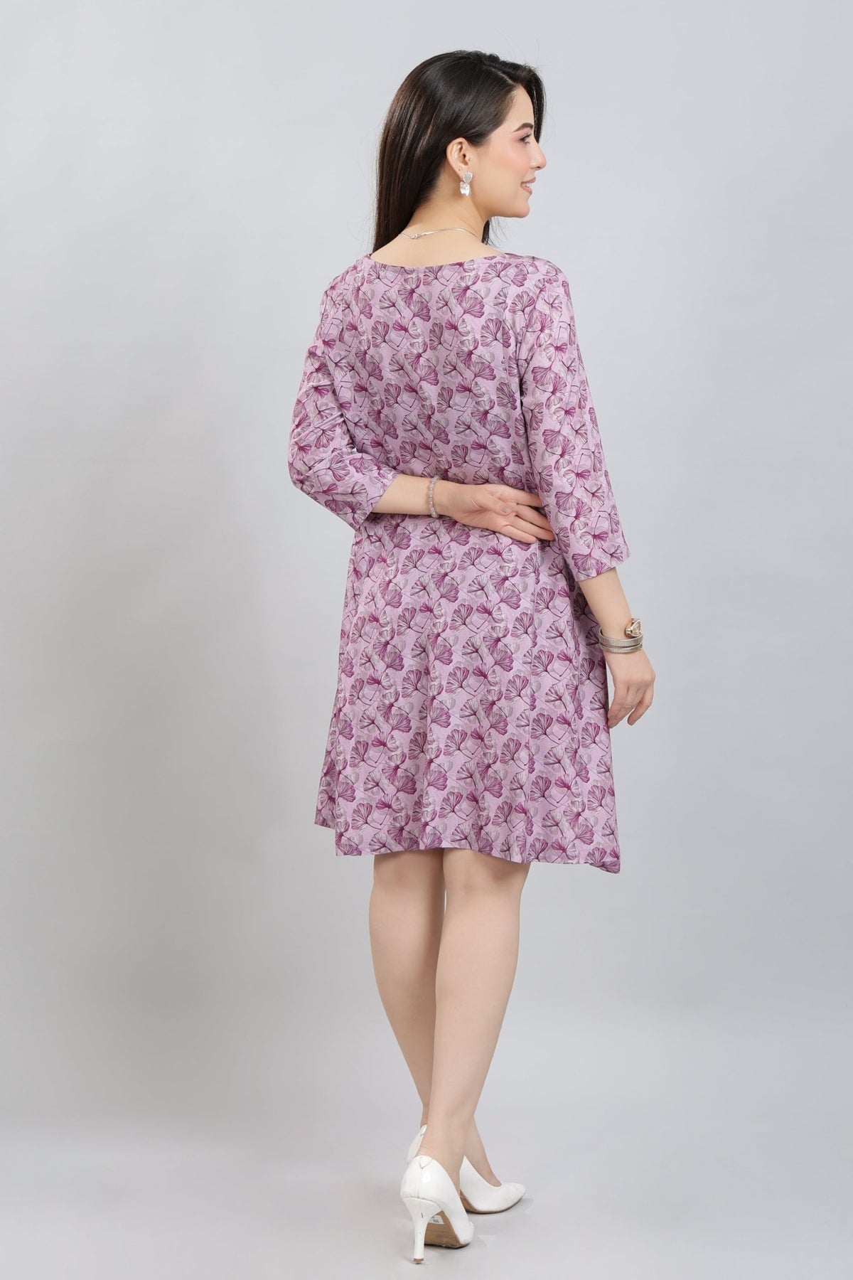 Lavender Floral Bliss Dress [100% pure rayon] -Cotton midi dress