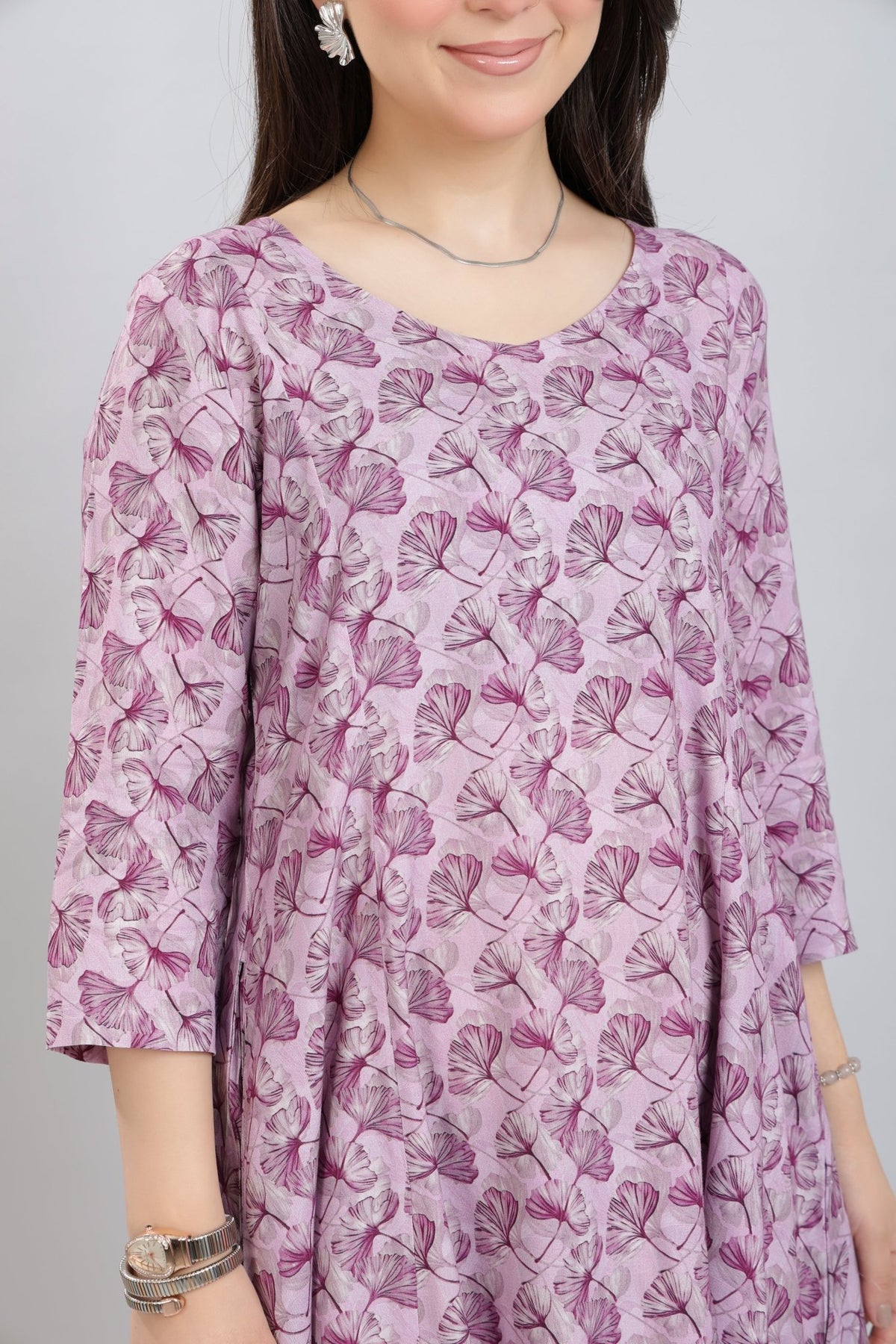 Lavender Floral Bliss Dress [100% pure rayon] -Cotton midi dress