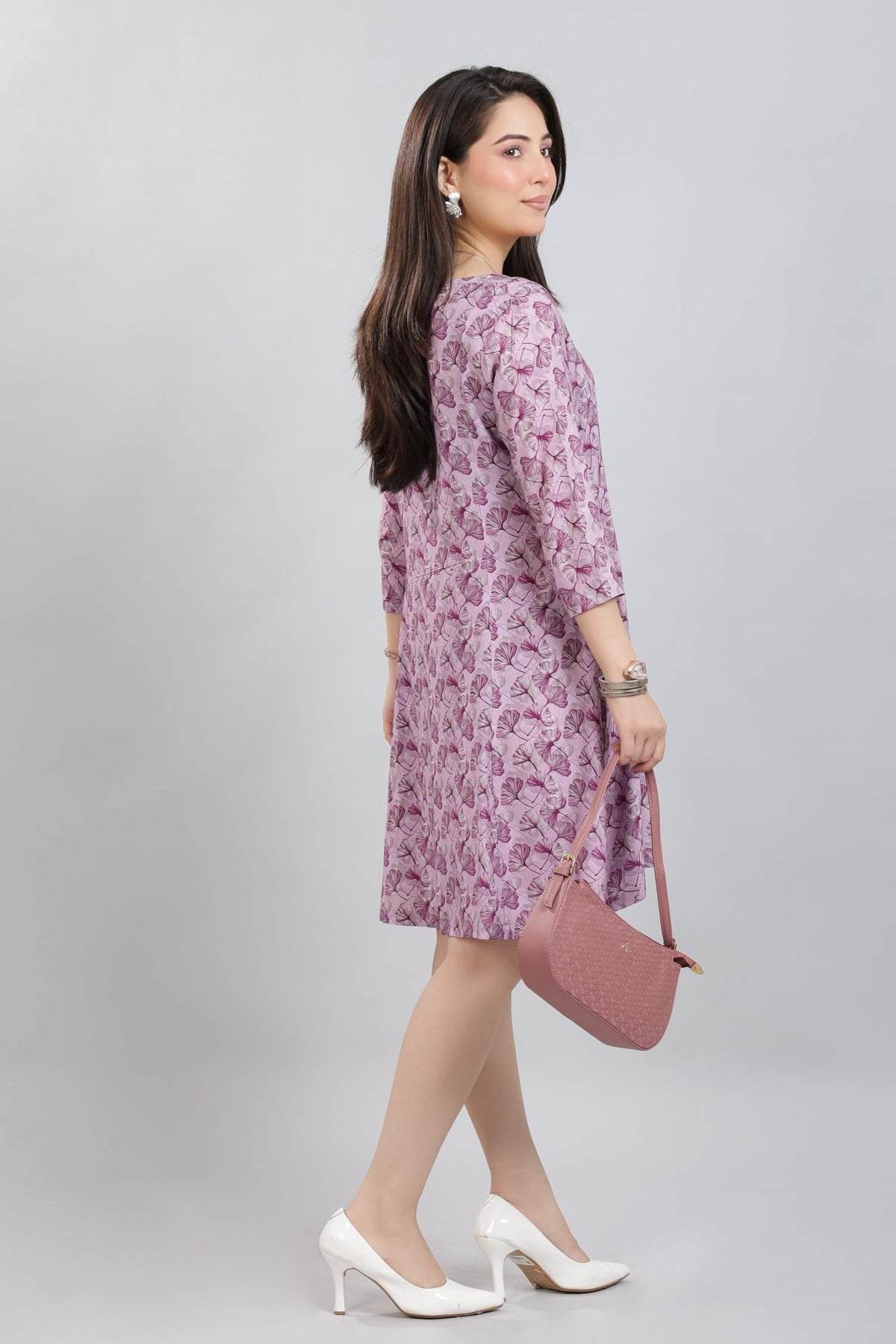 Lavender Floral Bliss Dress [100% pure rayon] -Cotton midi dress