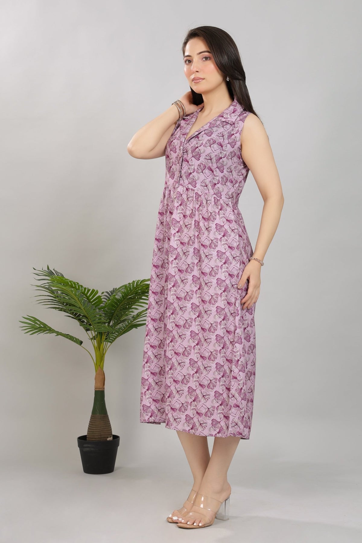 Lavender Floral Breeze Shirt Dress [100% pure rayon] -floral breeze shirt dress