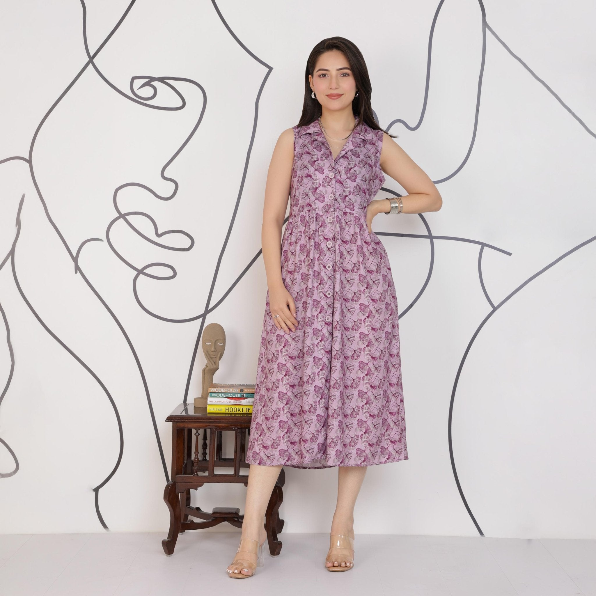 Lavender Floral Breeze Shirt Dress [100% pure rayon] -floral breeze shirt dress