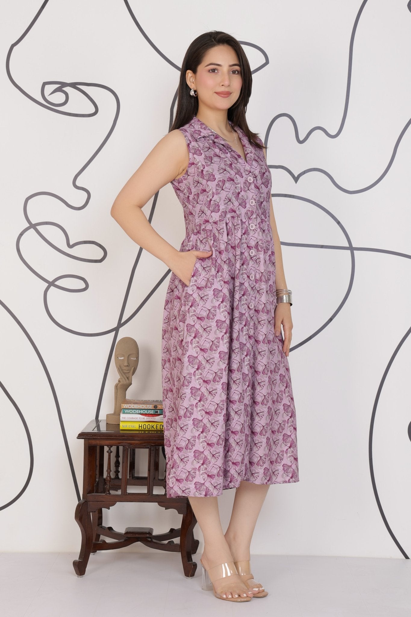 Lavender Floral Breeze Shirt Dress [100% pure rayon] -floral breeze shirt dress