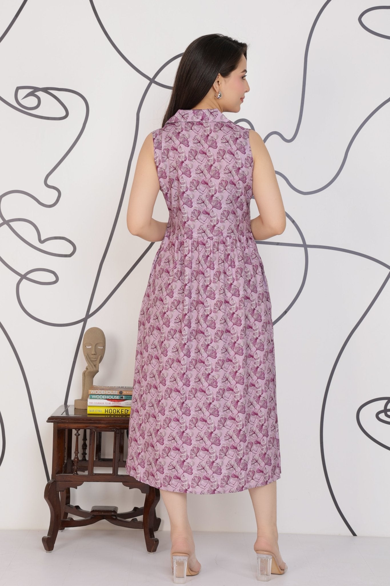 Lavender Floral Breeze Shirt Dress [100% pure rayon] -floral breeze shirt dress