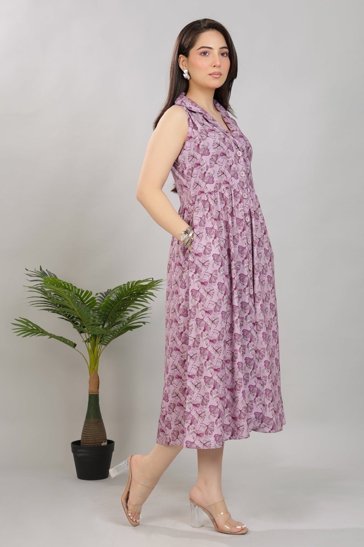 Lavender Floral Breeze Shirt Dress [100% pure rayon] -floral breeze shirt dress