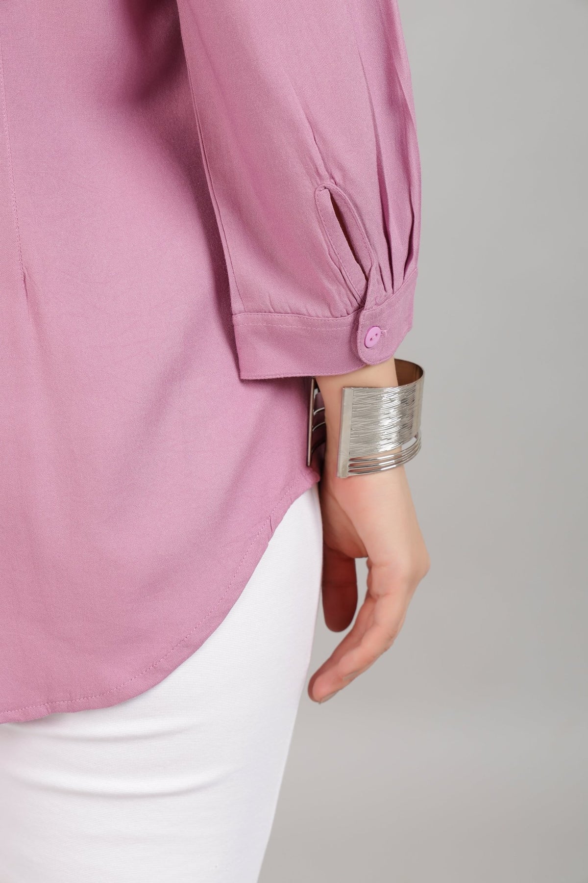 Lavender long hemline shirt [ 100% Rayon, Liva Certified ] -Long hemline shirt