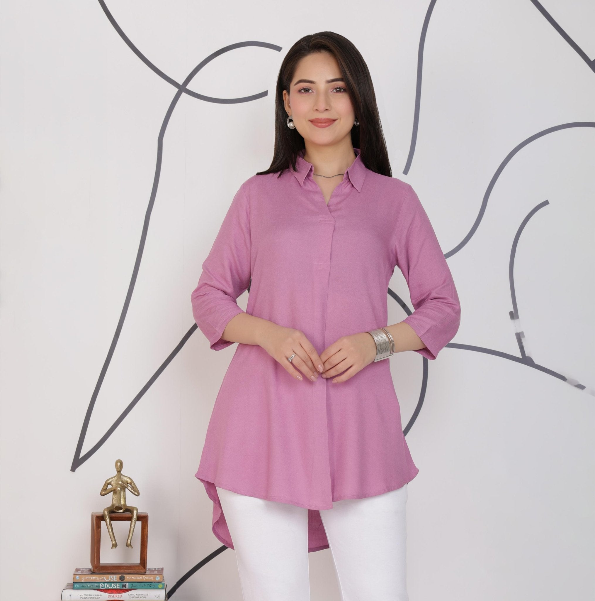Lavender rayon flare top [ Premium 100% Rayon, Liva Certified ] -Rayon flare top