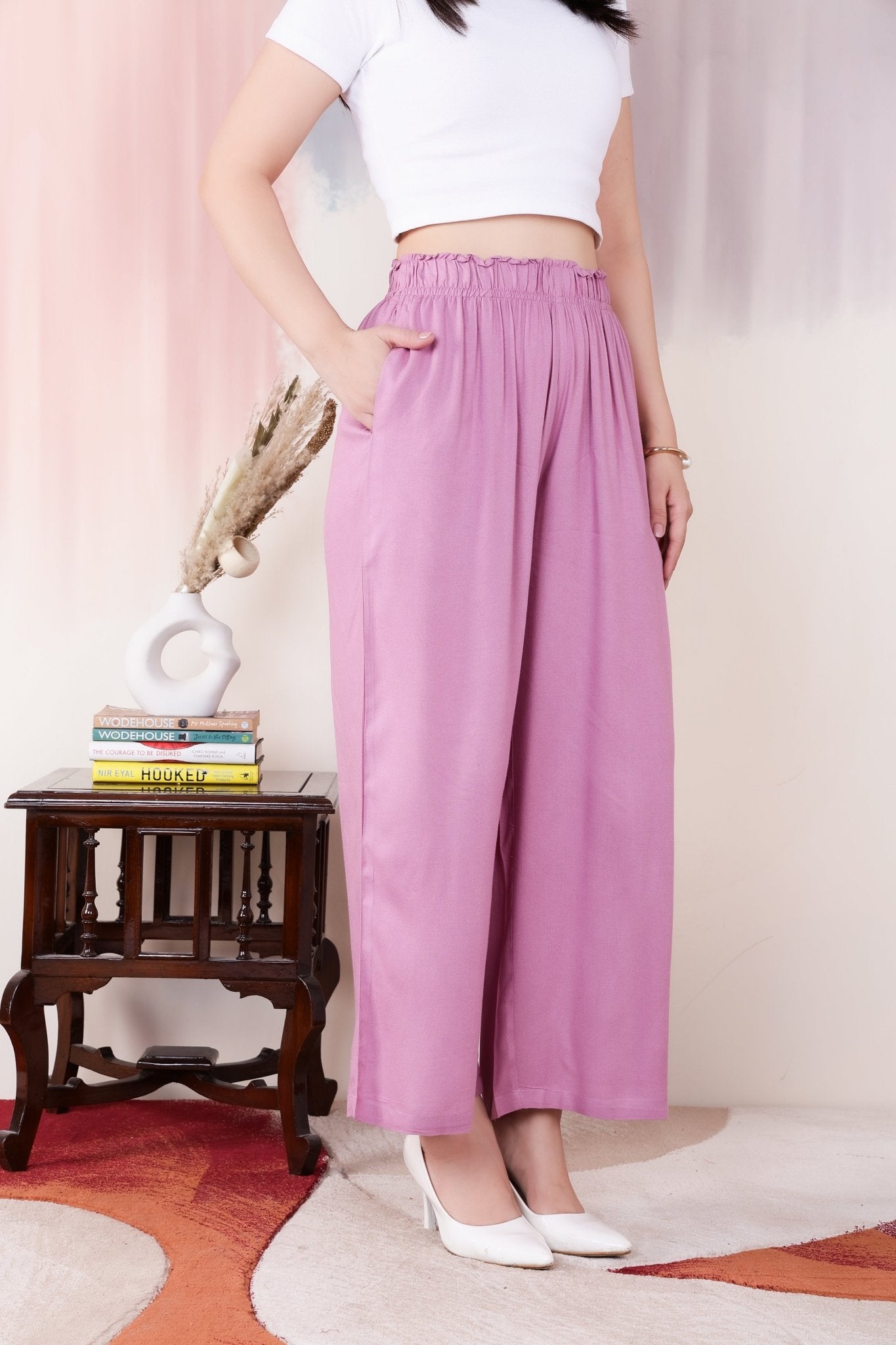 Lavender rayon palazzo [ 100% Rayon, Liva Certified ] -Palazzo