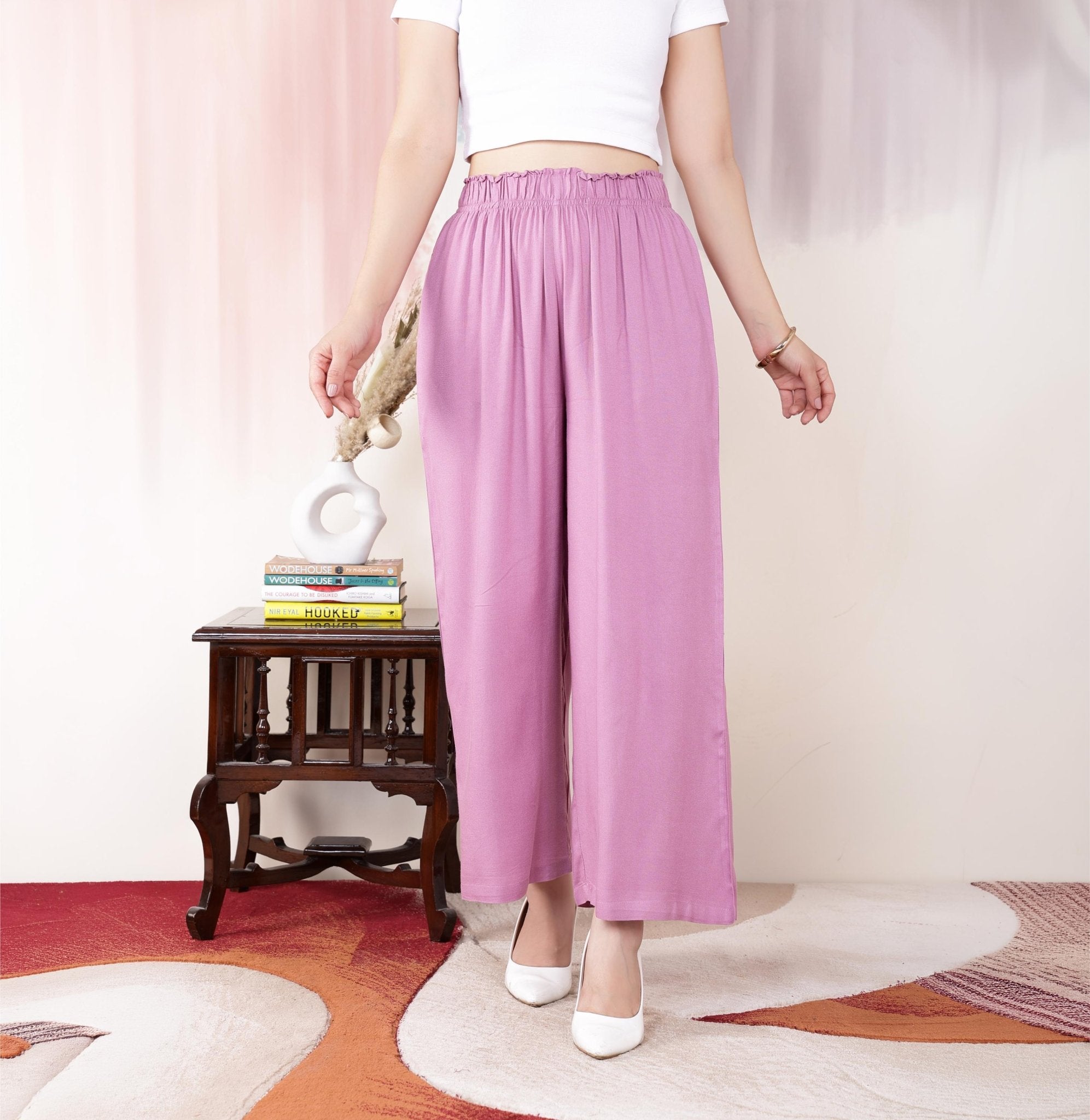 Lavender rayon palazzo [ 100% Rayon, Liva Certified ] -Palazzo