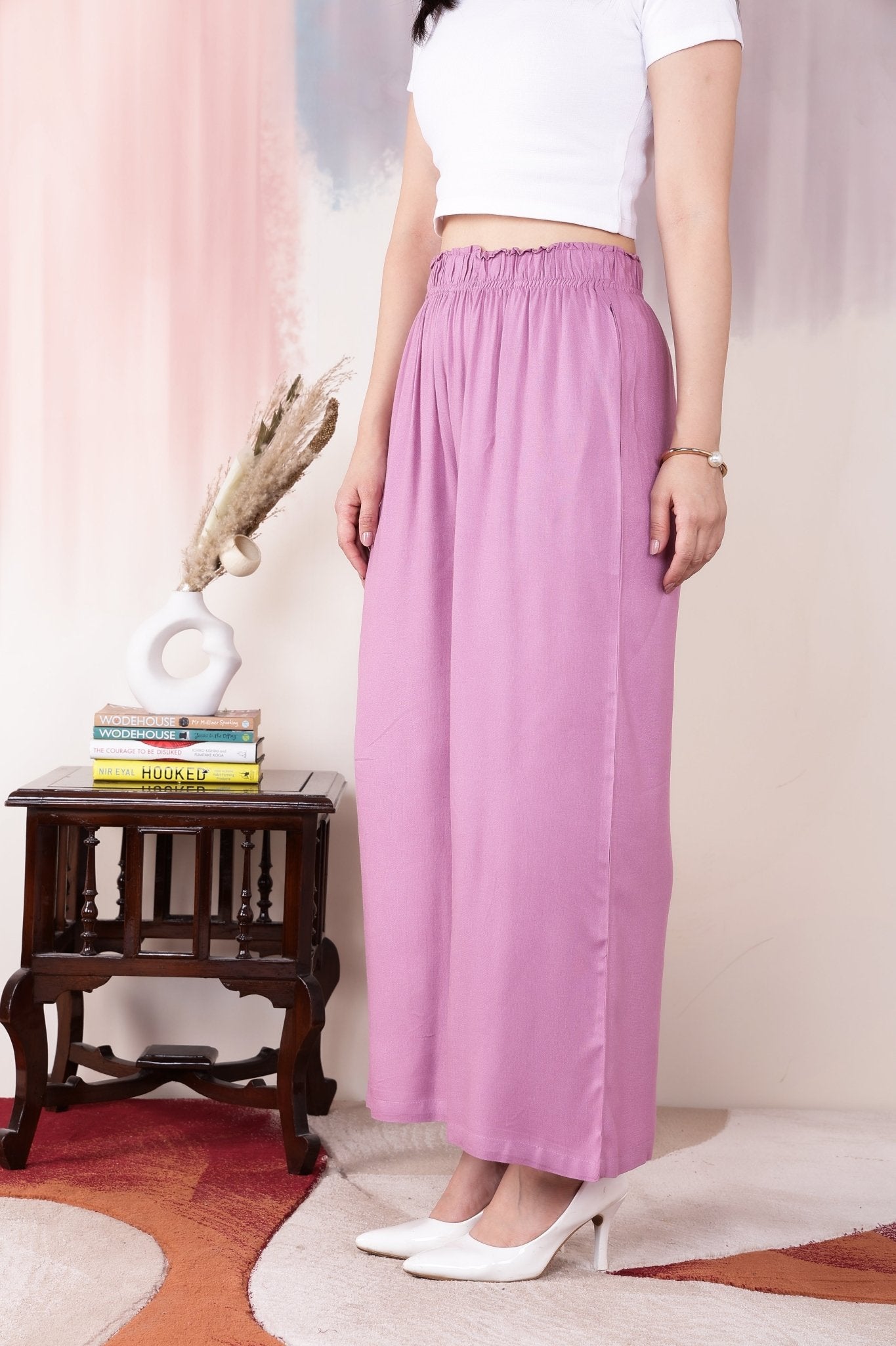 Lavender rayon palazzo [ 100% Rayon, Liva Certified ] -Palazzo