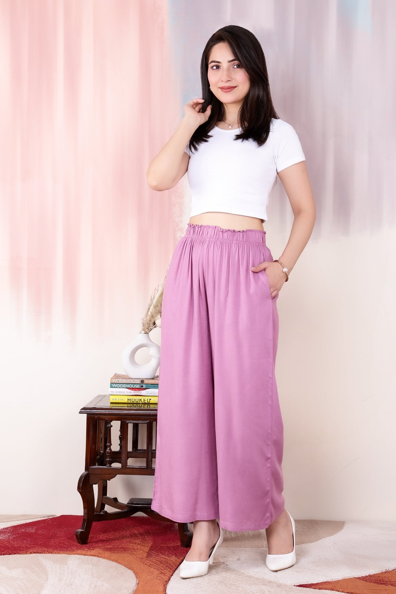 Lavender rayon palazzo [ 100% Rayon, Liva Certified ] -Palazzo
