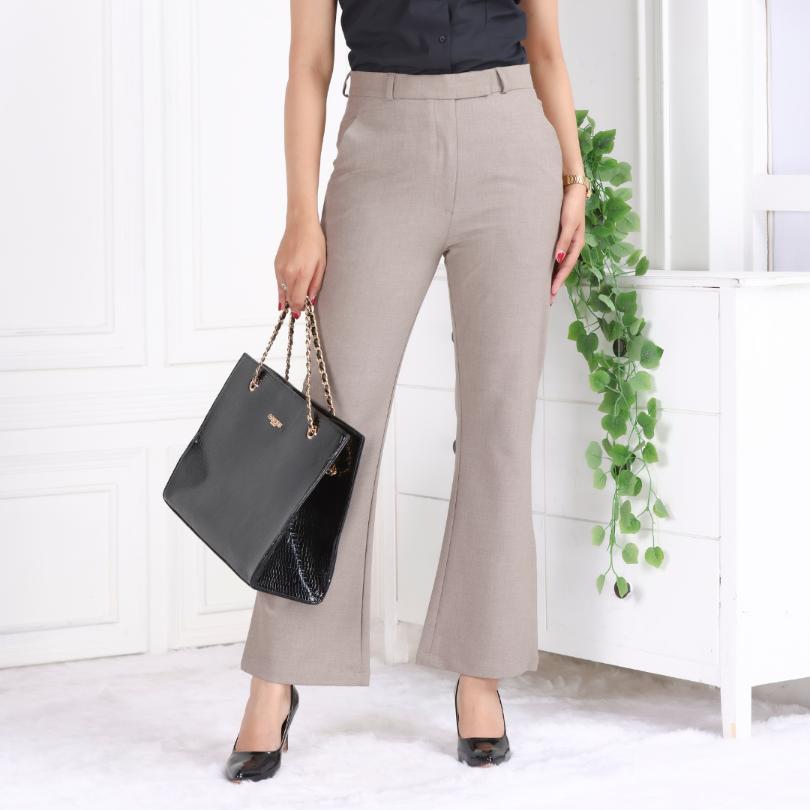 Light brown formal flare pants with spandex [Bootcut flare] - Formal flare pants