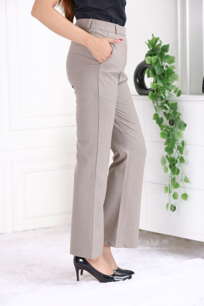 Light brown formal flare pants with spandex [Bootcut flare] - Formal flare pants