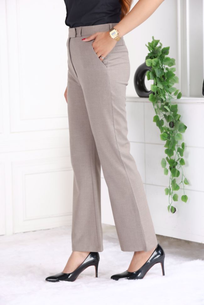 Light brown formal flare pants with spandex [Bootcut flare] - Formal flare pants