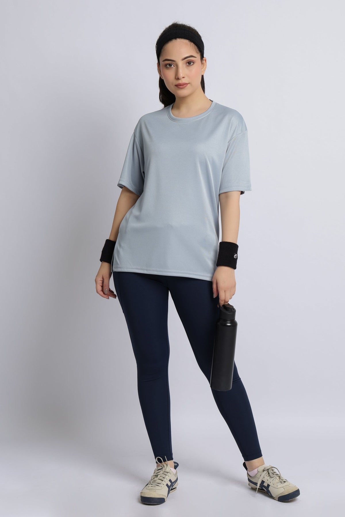 Light grey active off shoulder tshirt -Active off shoulder tshirt