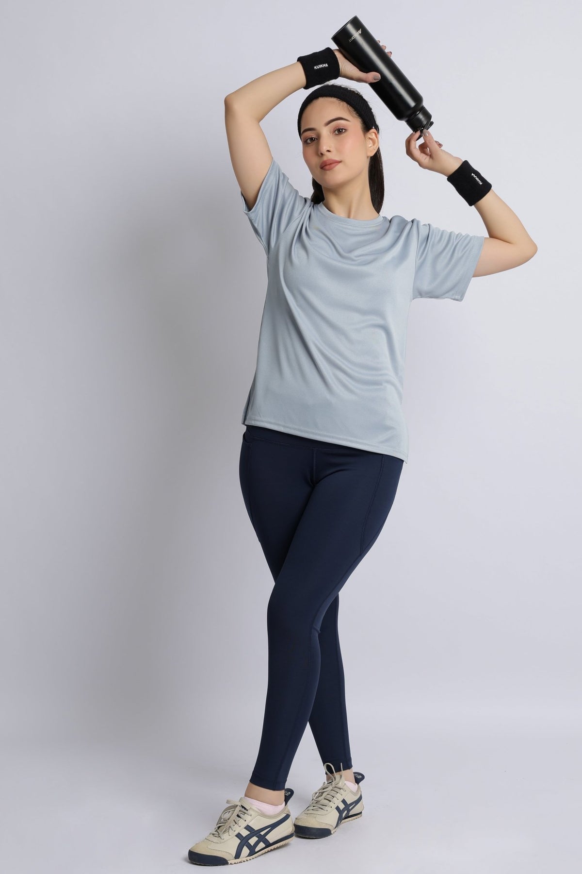 Light grey active off shoulder tshirt -Active off shoulder tshirt