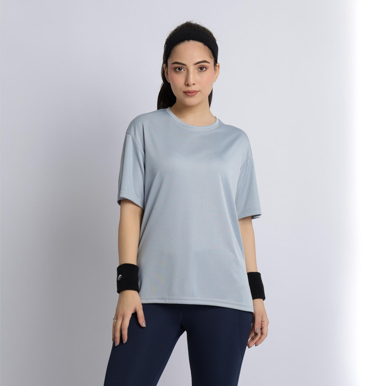 Light grey active off shoulder tshirt -Active off shoulder tshirt