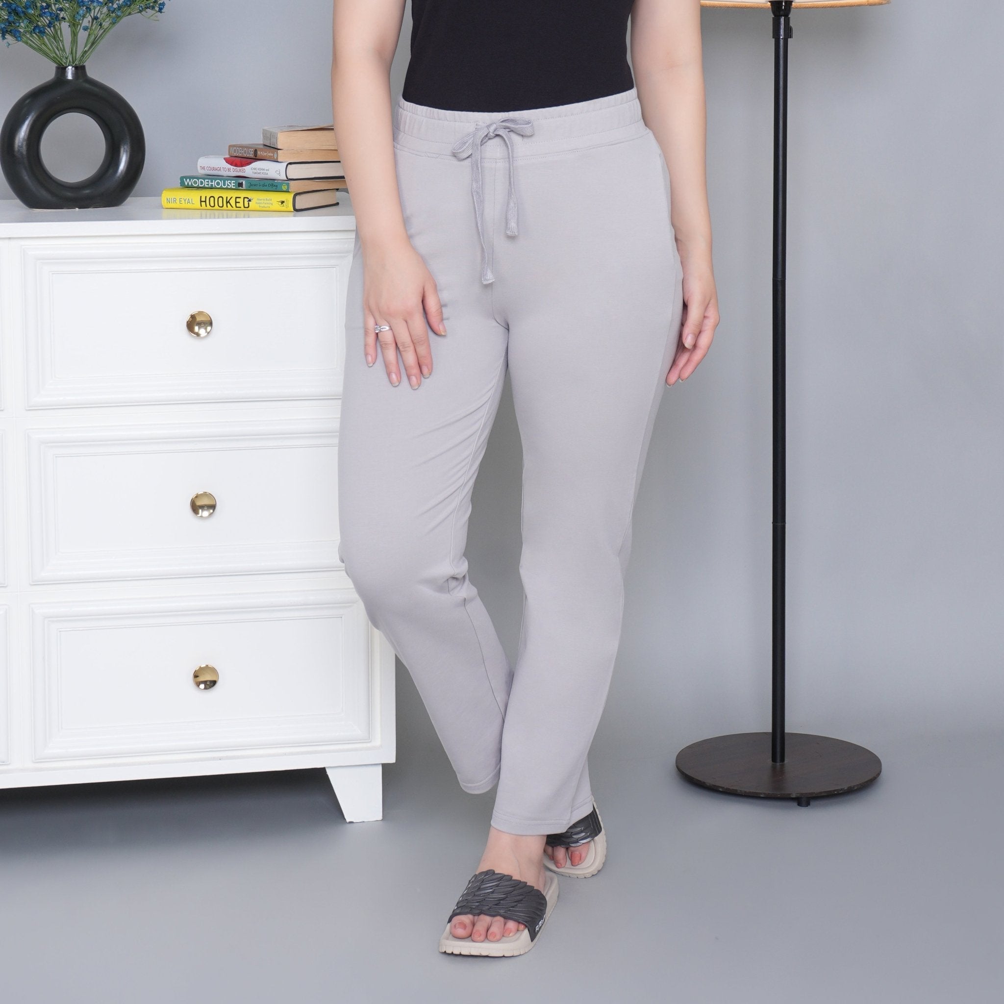 Light grey all day home pants with extra comfort. [100% Cotton Lycra] - All day home pant
