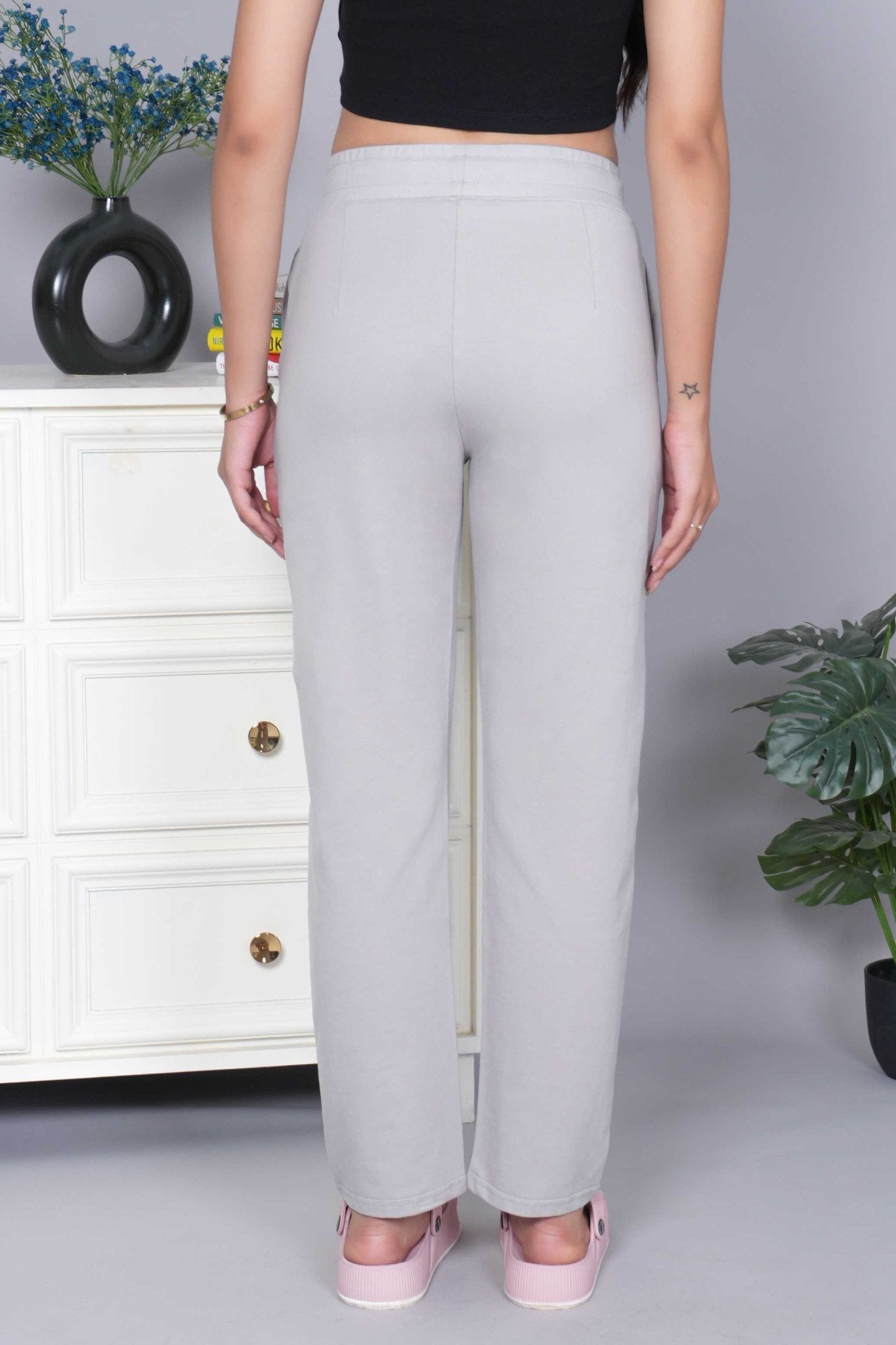Light grey all day home pants with extra comfort. [100% USA HQ Cotton Lycra] - All day home pant