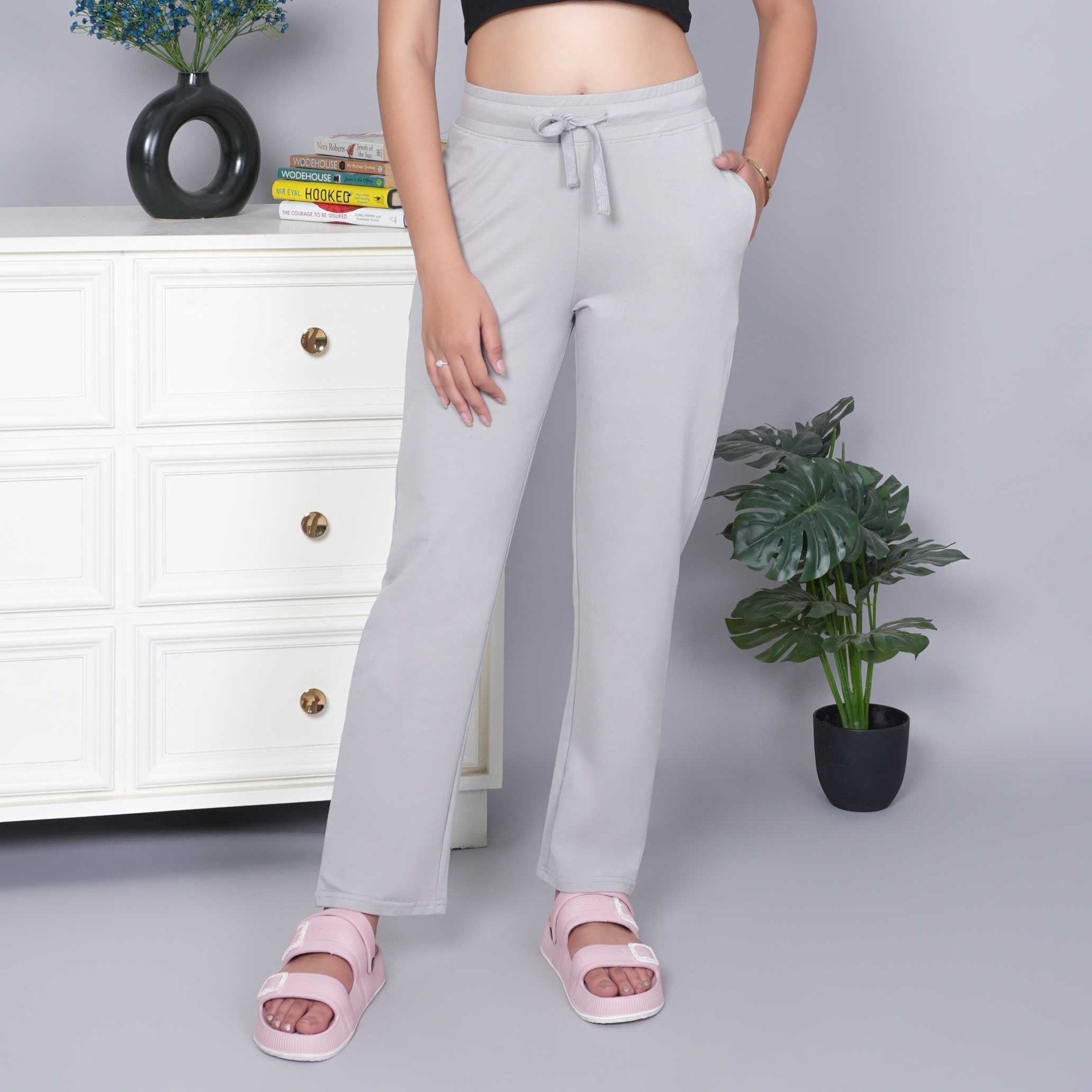 Light grey all day home pants with extra comfort. [100% USA HQ Cotton Lycra] - All day home pant