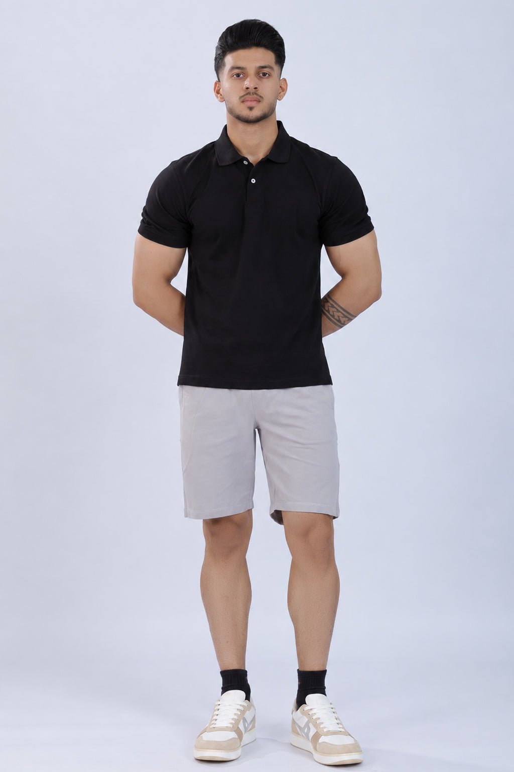 Light Grey all day shorts with extra comfort. [100% Cotton Lycra] -All day home shorts