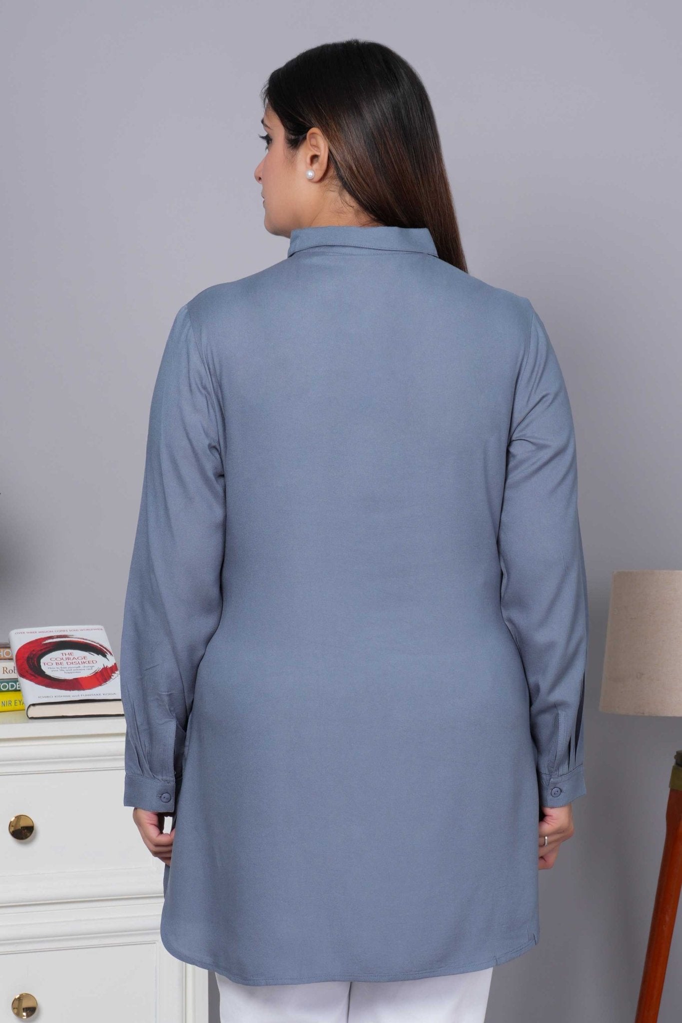 Light Grey Longline Shirt [ 100% Rayon, Liva Certified ] - Long line shirt