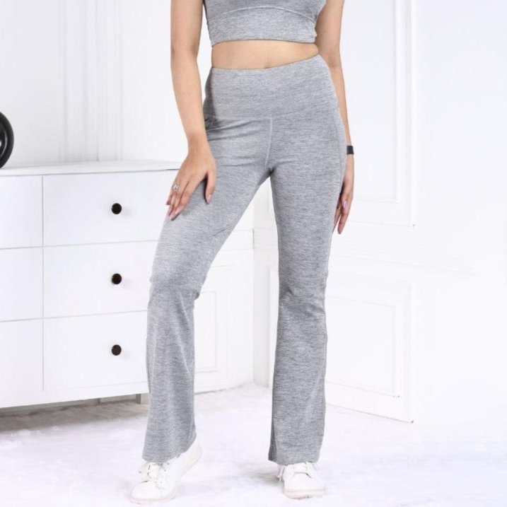 Light Grey Melange Active Flare Pants - Active melange flare pants