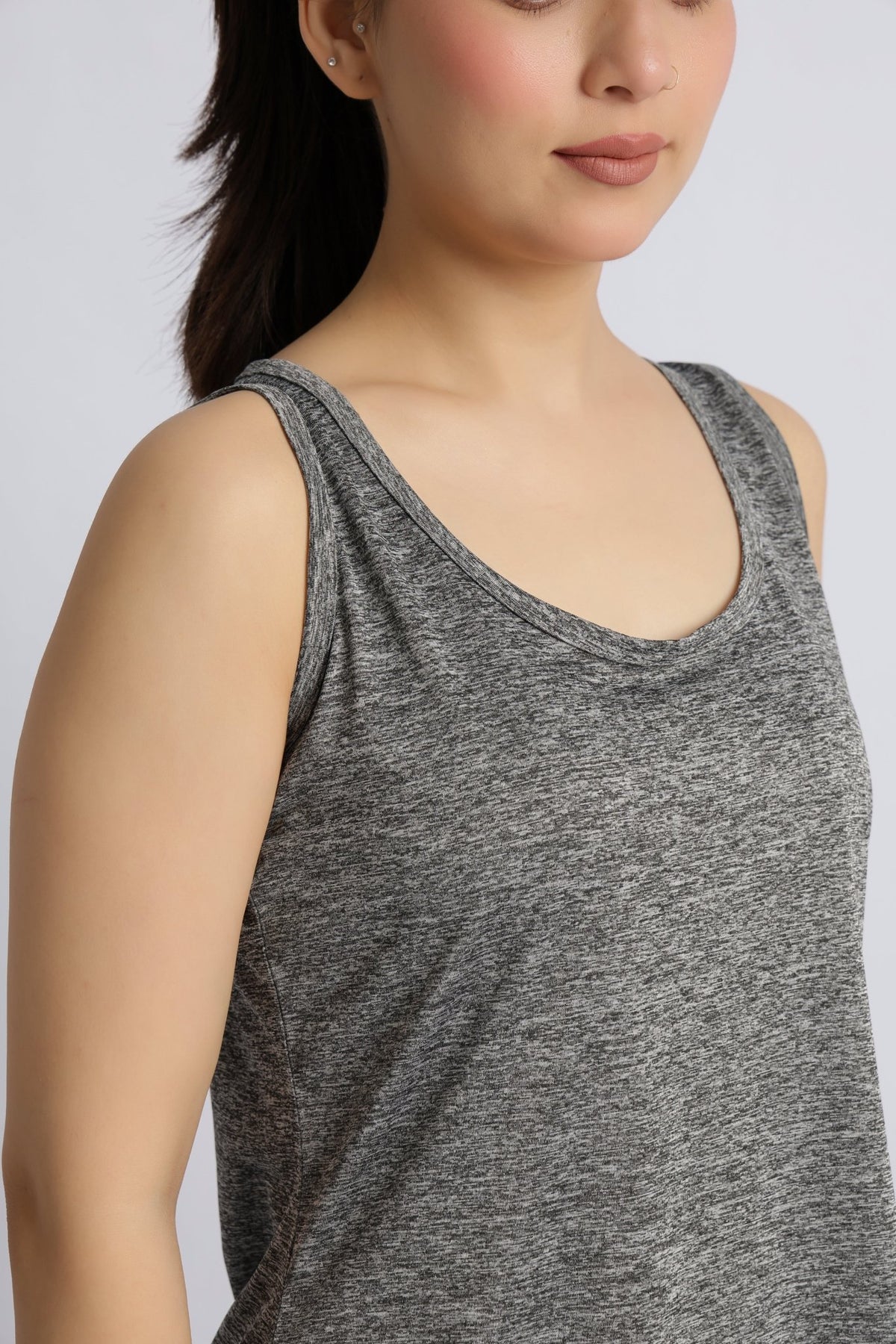 Light grey melange active longline vest -Active longline vest