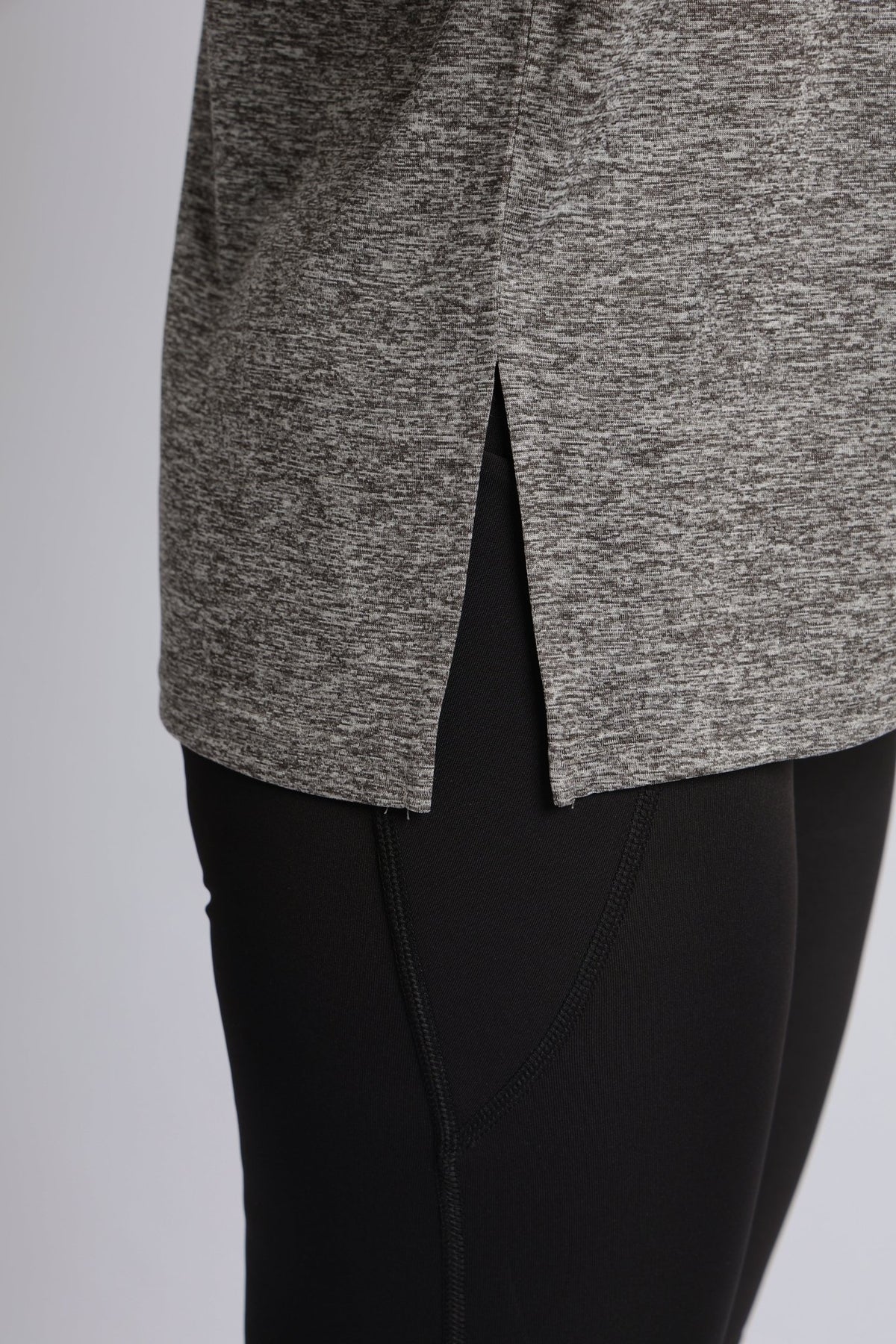 Light grey melange active off shoulder tshirt -Active off shoulder tshirt