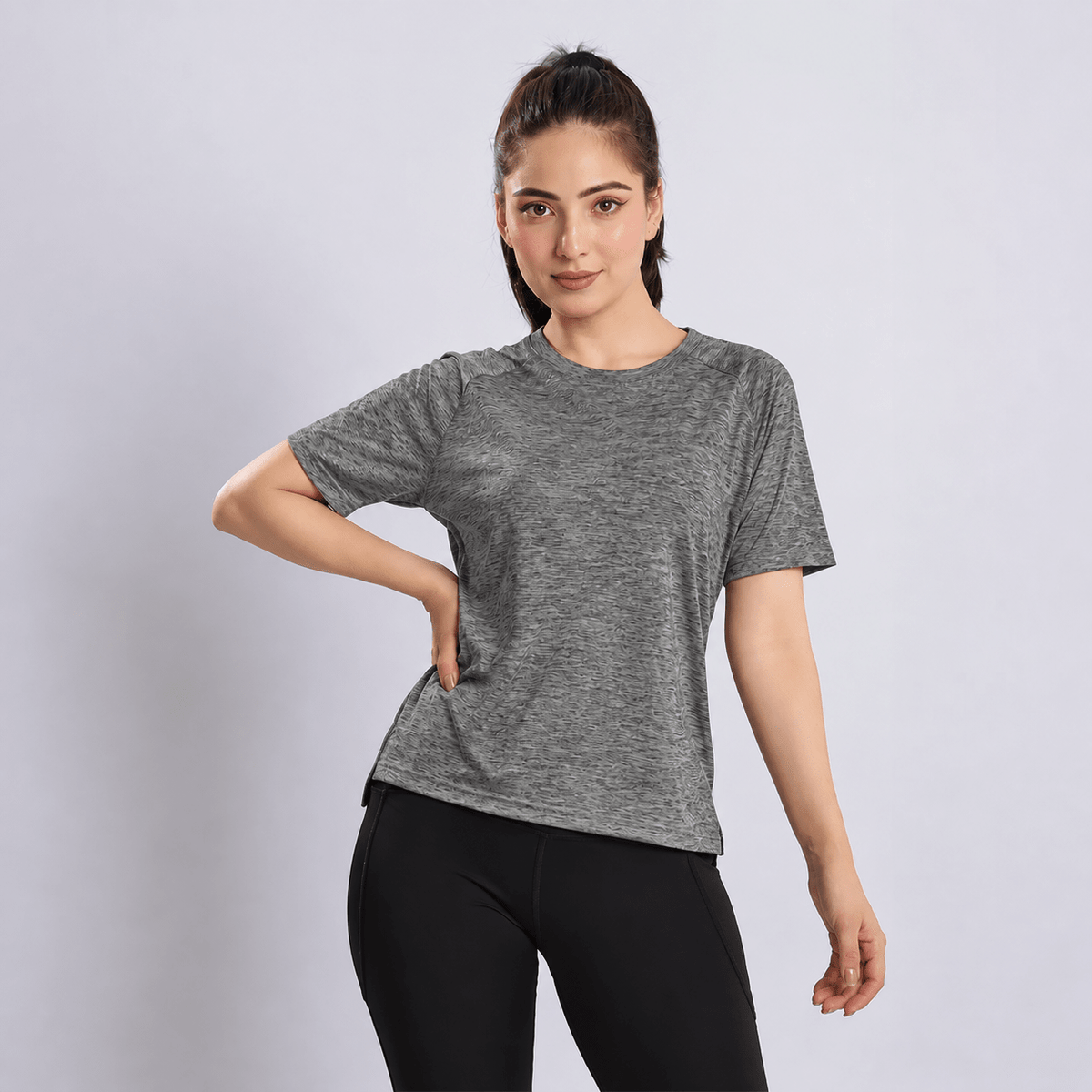 Light grey melange active relax tshirt -Active relax t shirt