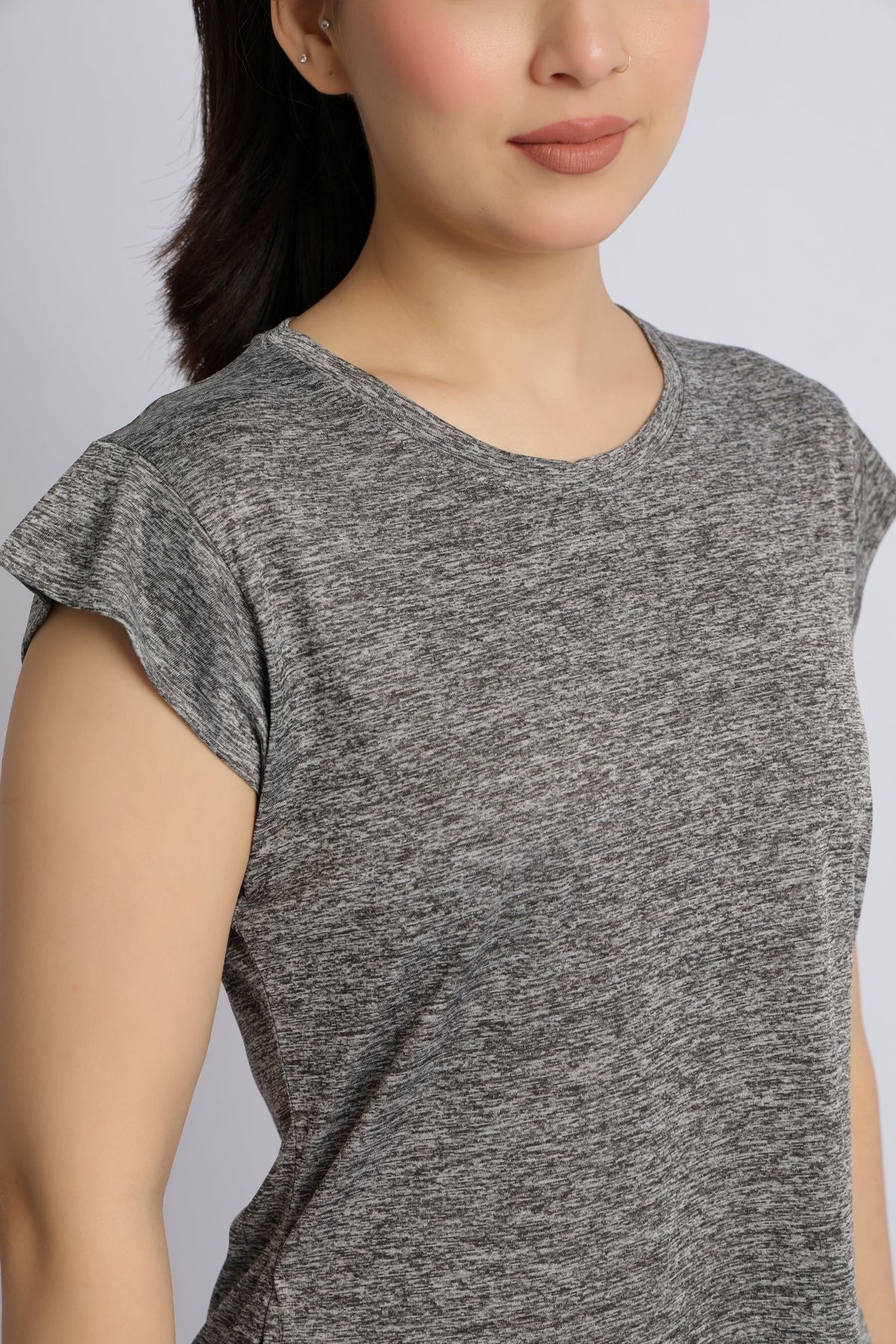 Light grey melange active style tshirt -Active style tshirt